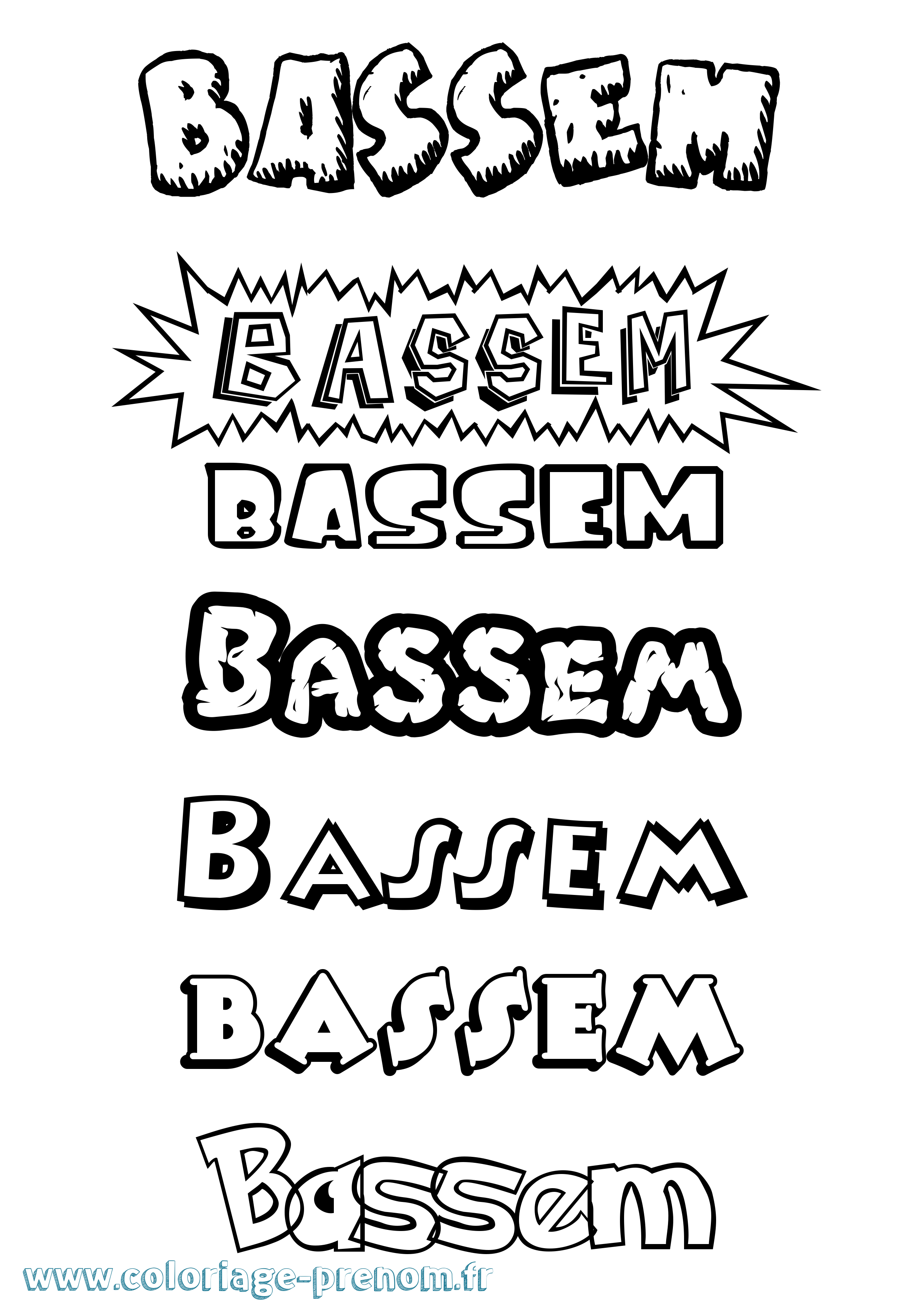 Coloriage Bassem Dessin Animé Coloriage prénom Bassem Dessin Animé