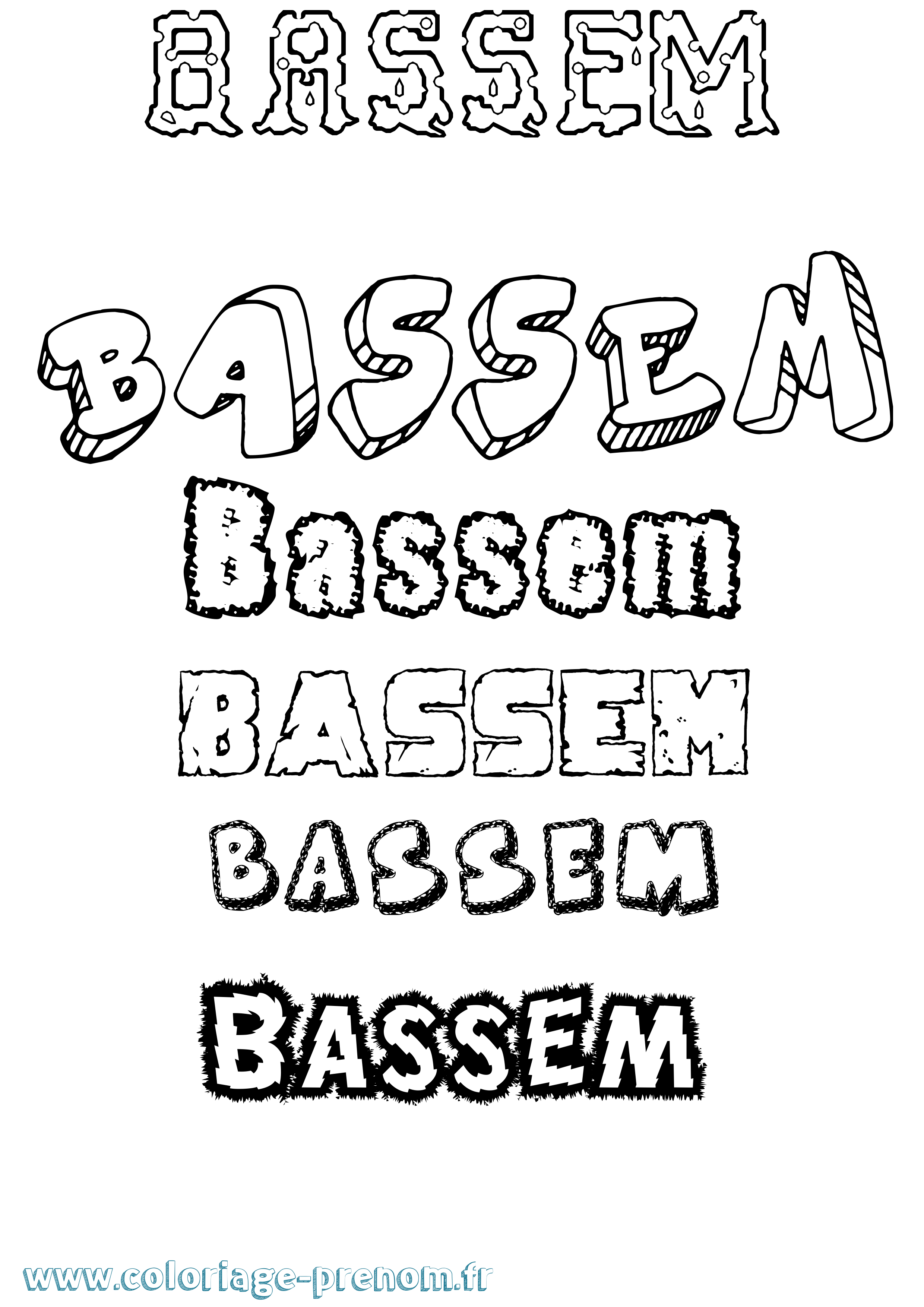Coloriage Bassem Destructuré Coloriage prénom Bassem Destructuré