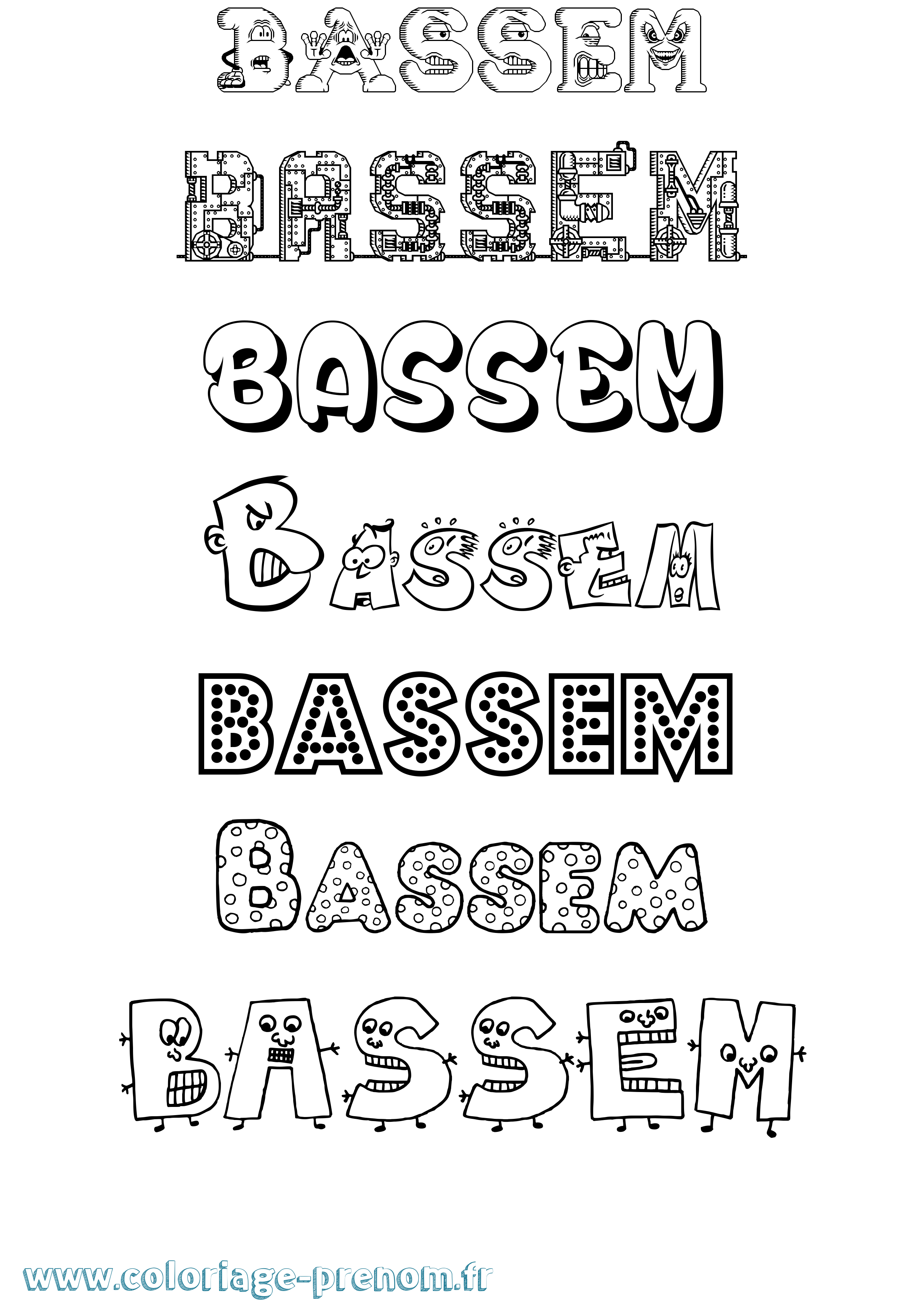 Coloriage Bassem Fun Coloriage prénom Bassem Fun