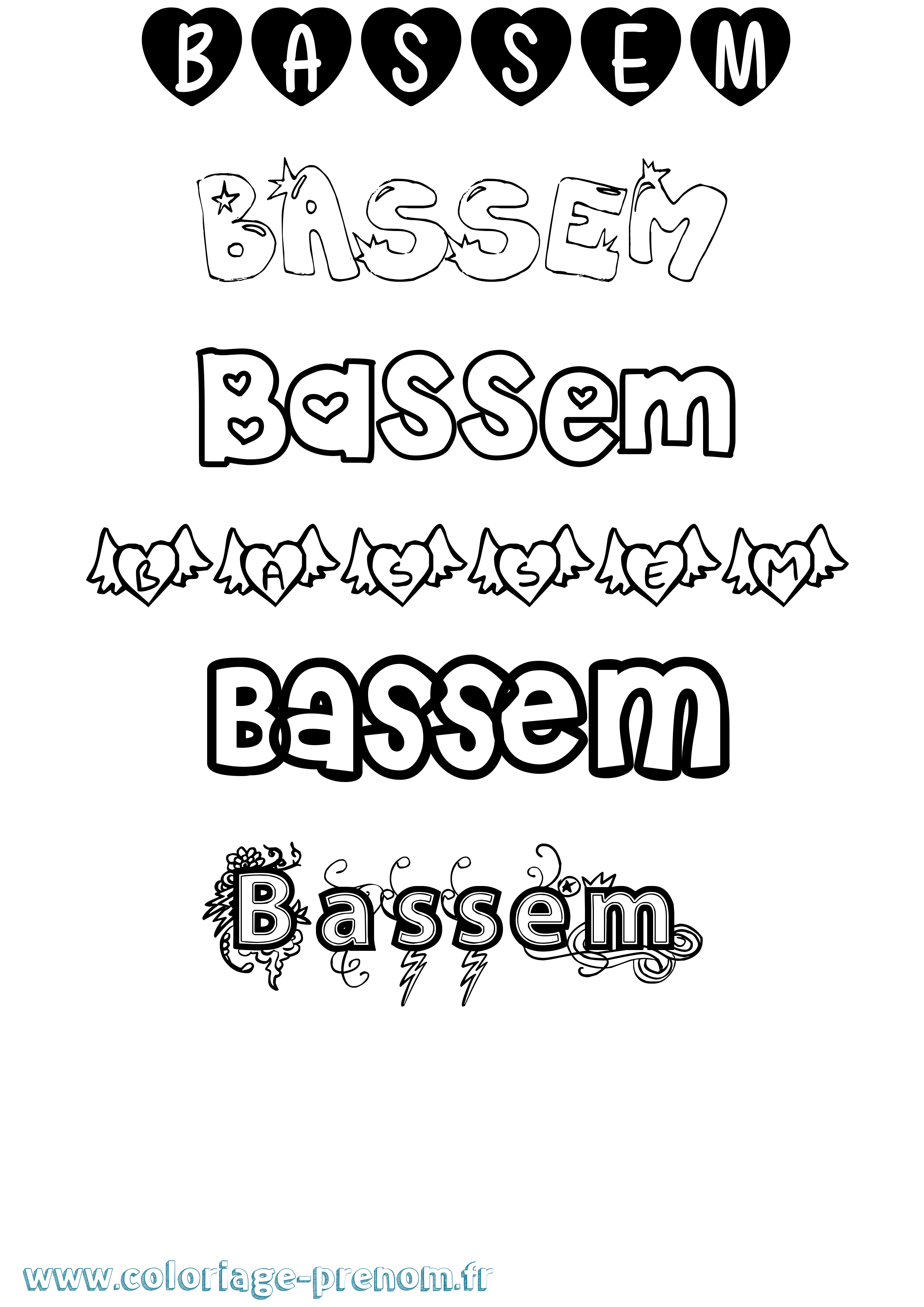 Coloriage Bassem Girly Coloriage prénom Bassem Girly