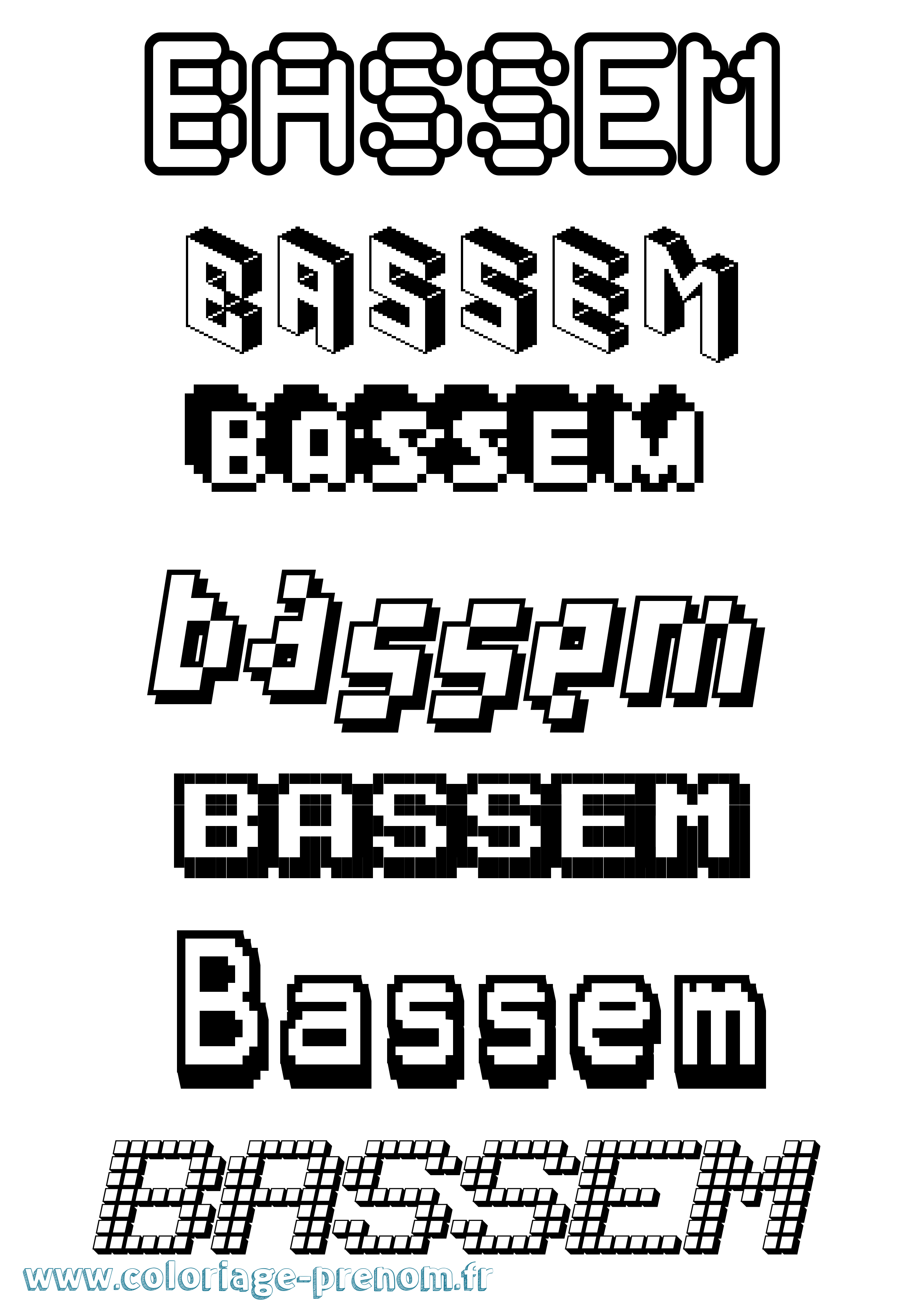 Coloriage Bassem Pixel Coloriage prénom Bassem Pixel