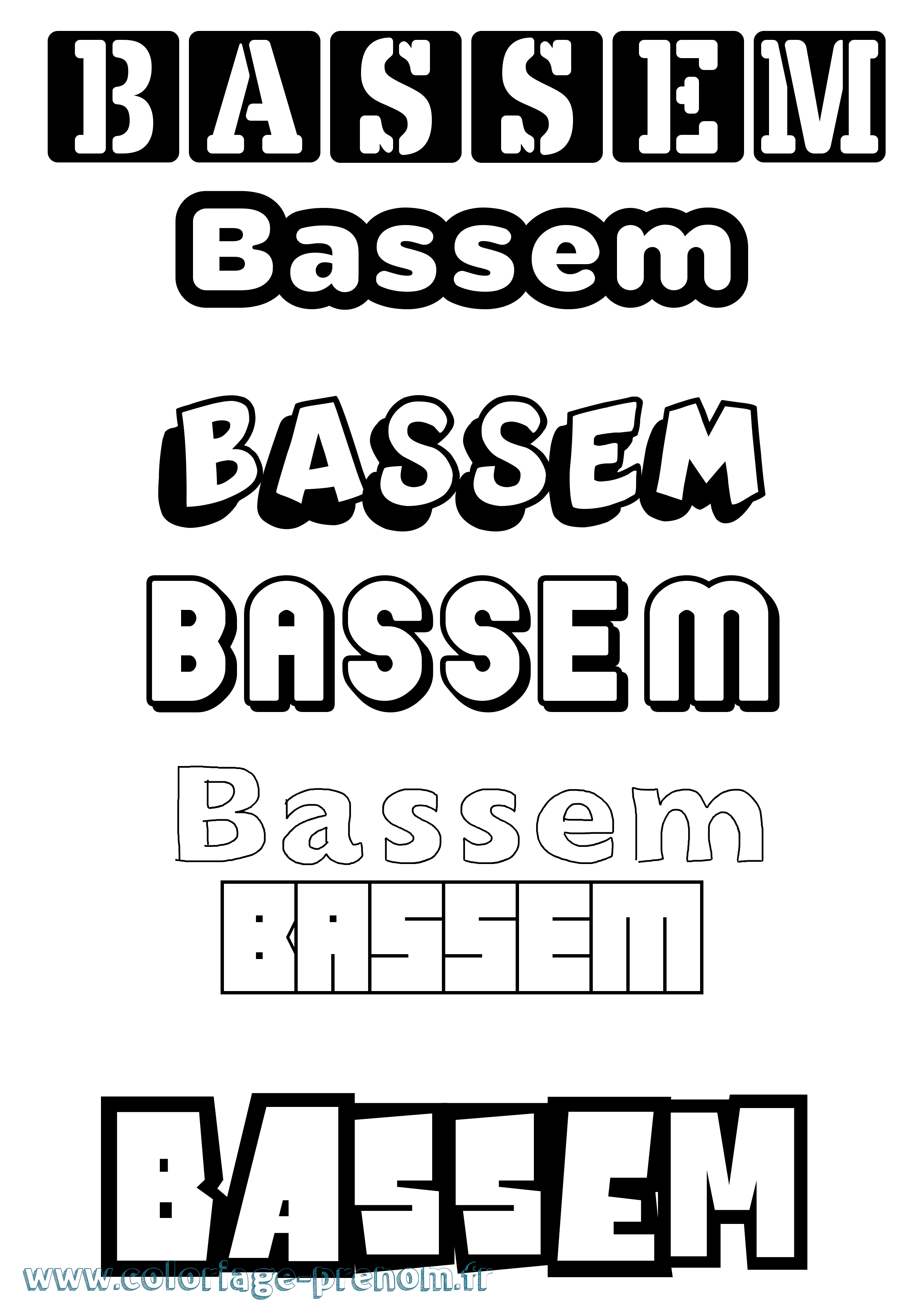 Coloriage Bassem Simple Coloriage prénom Bassem Simple