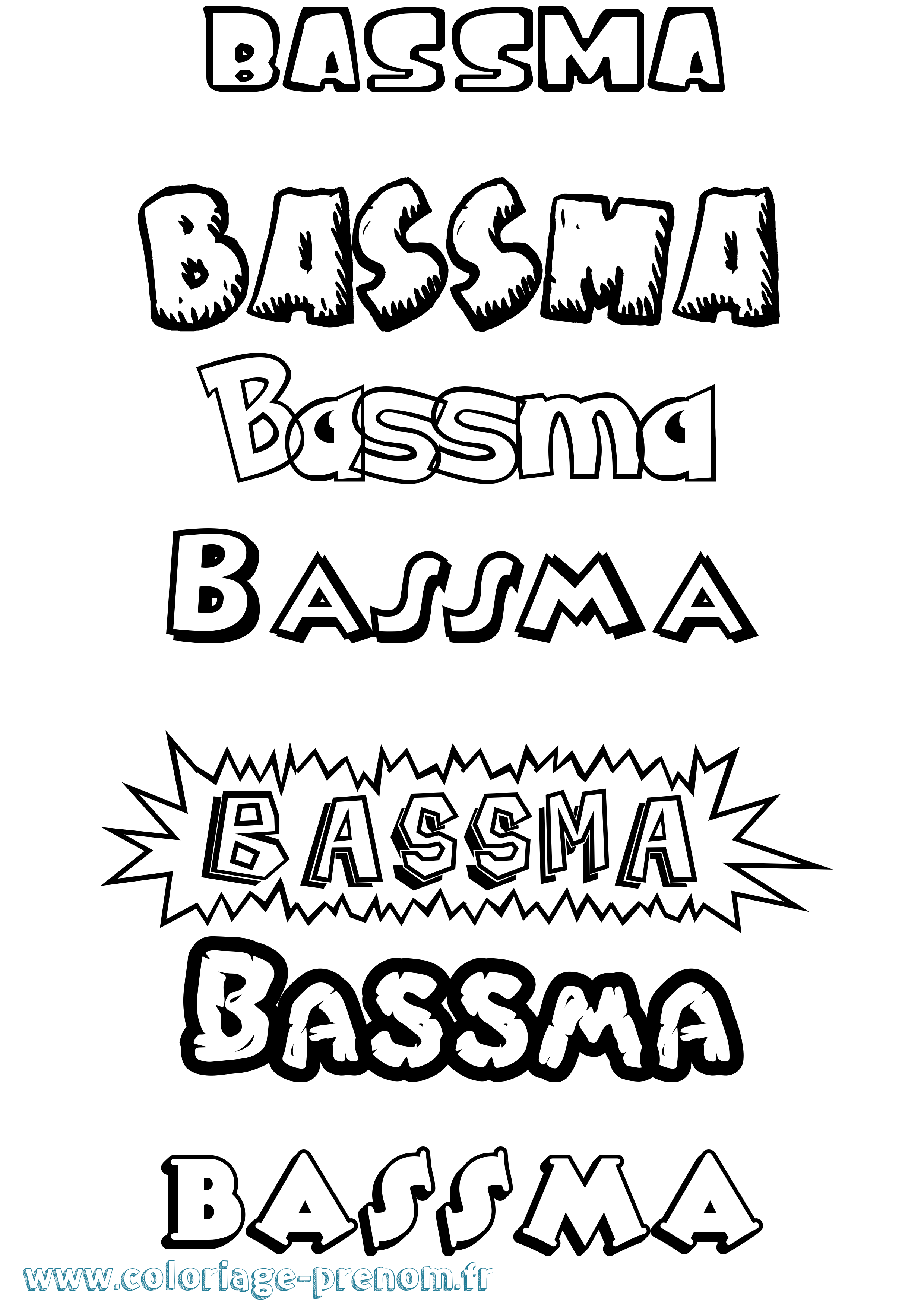 Coloriage Bassma Dessin Animé Coloriage prénom Bassma Dessin Animé