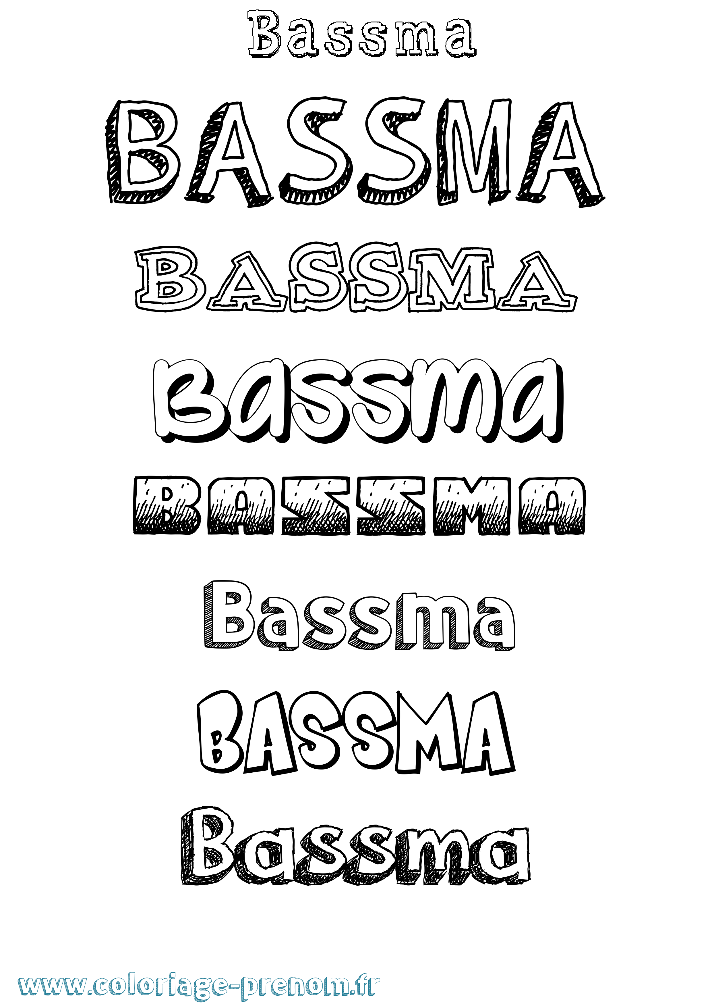 Coloriage Bassma Dessiné Coloriage prénom Bassma Dessiné
