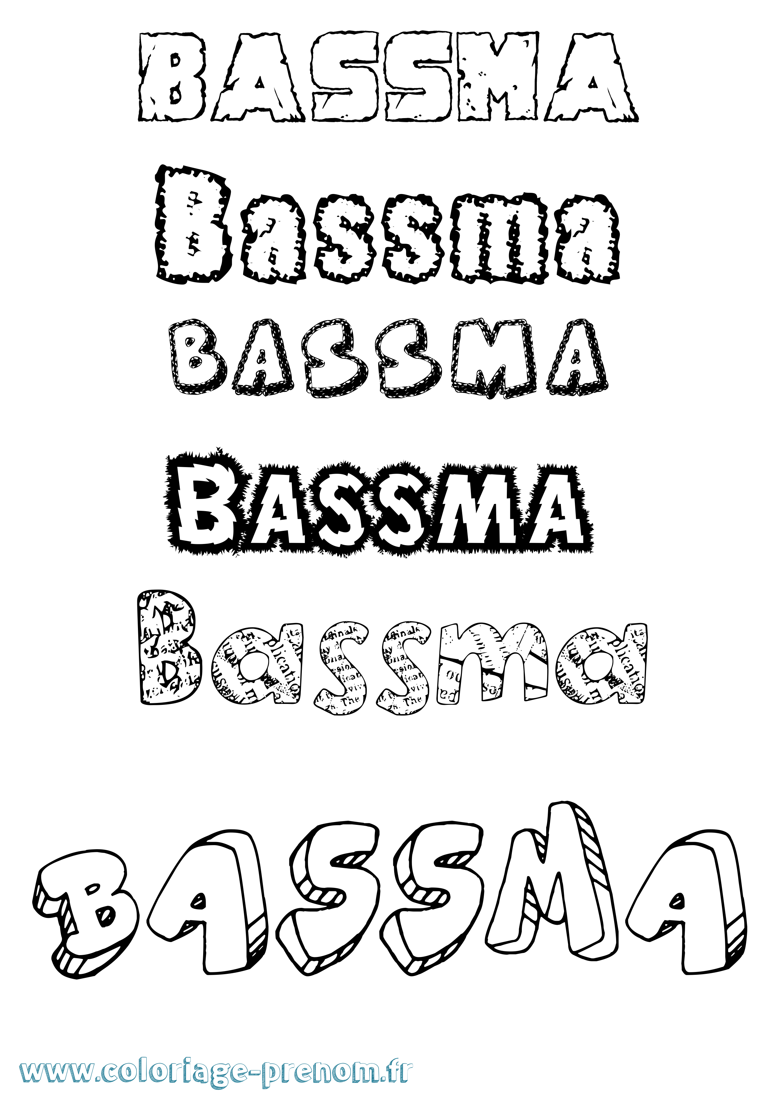 Coloriage Bassma Destructuré Coloriage prénom Bassma Destructuré