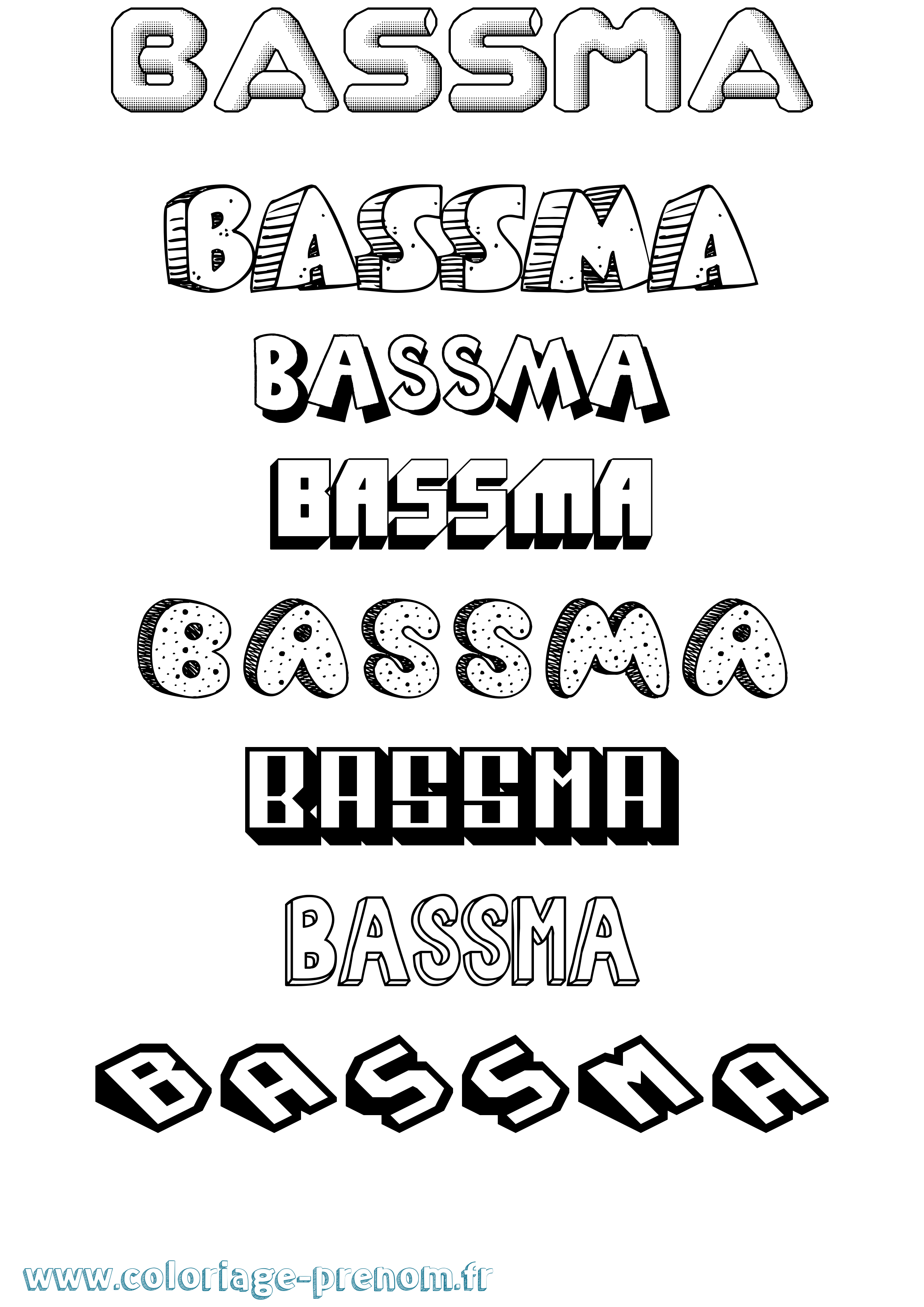 Coloriage Bassma Effet 3D Coloriage prénom Bassma Effet 3D