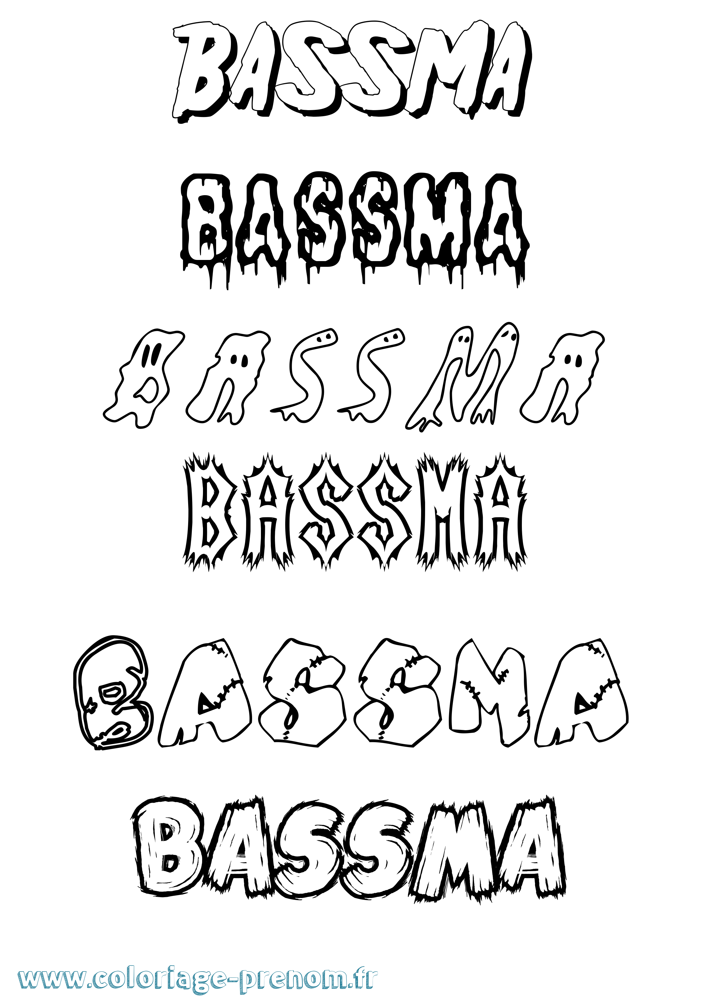 Coloriage Bassma Frisson Coloriage prénom Bassma Frisson