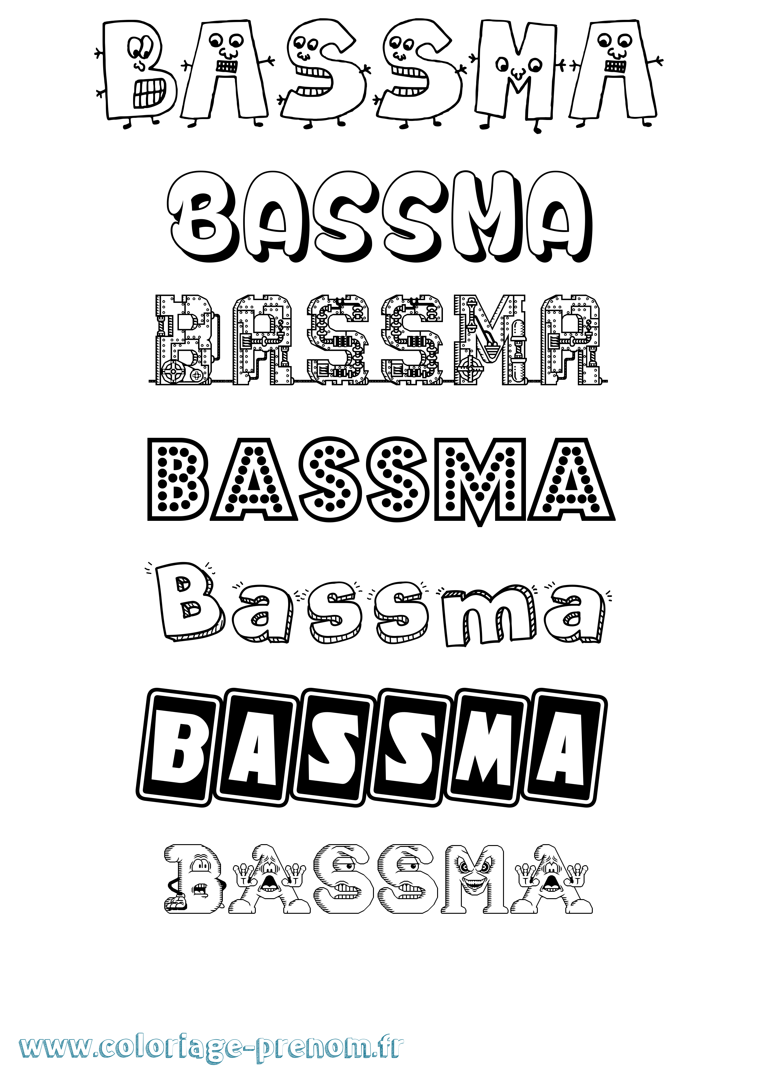Coloriage Bassma Fun Coloriage prénom Bassma Fun