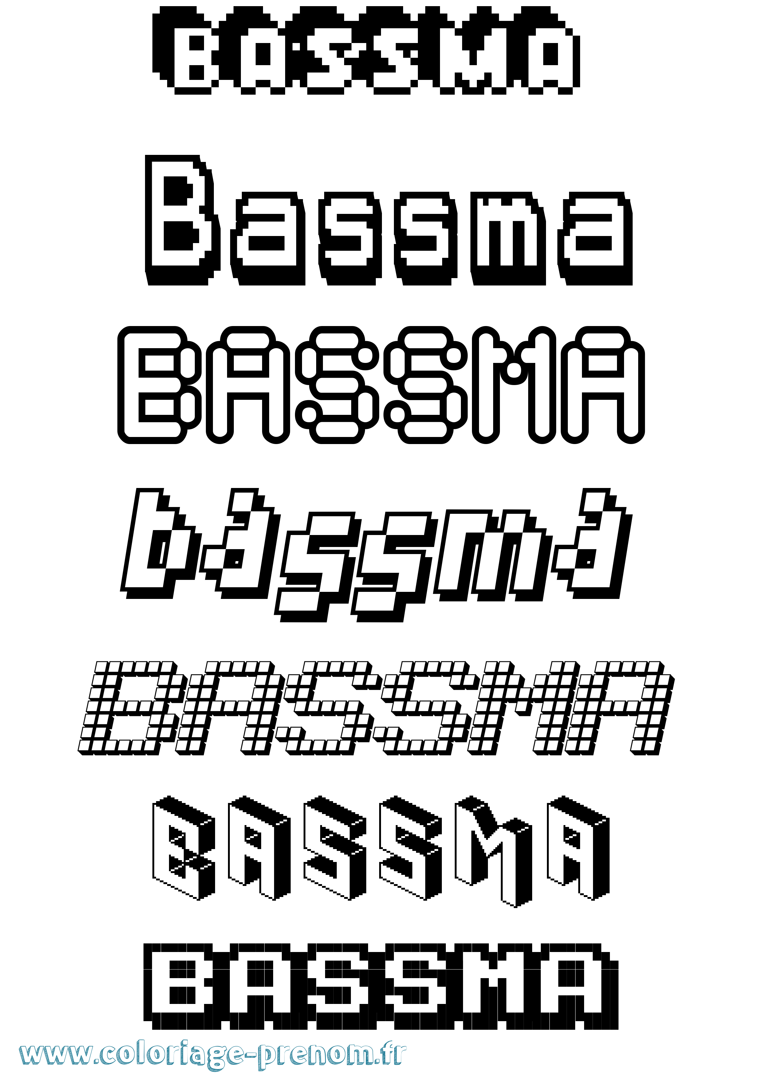 Coloriage Bassma Pixel Coloriage prénom Bassma Pixel