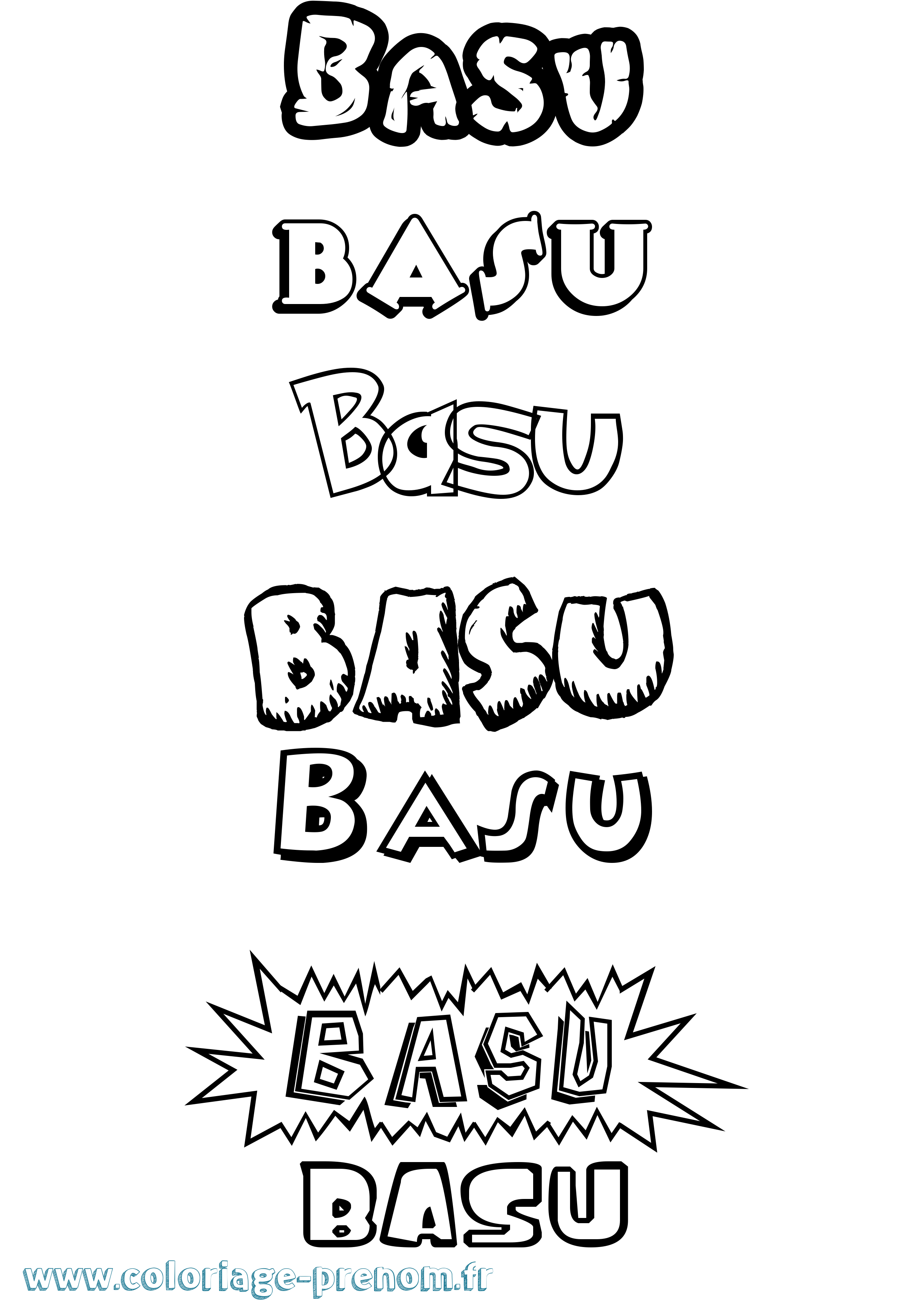 Coloriage Basu Dessin Animé Coloriage prénom Basu Dessin Animé