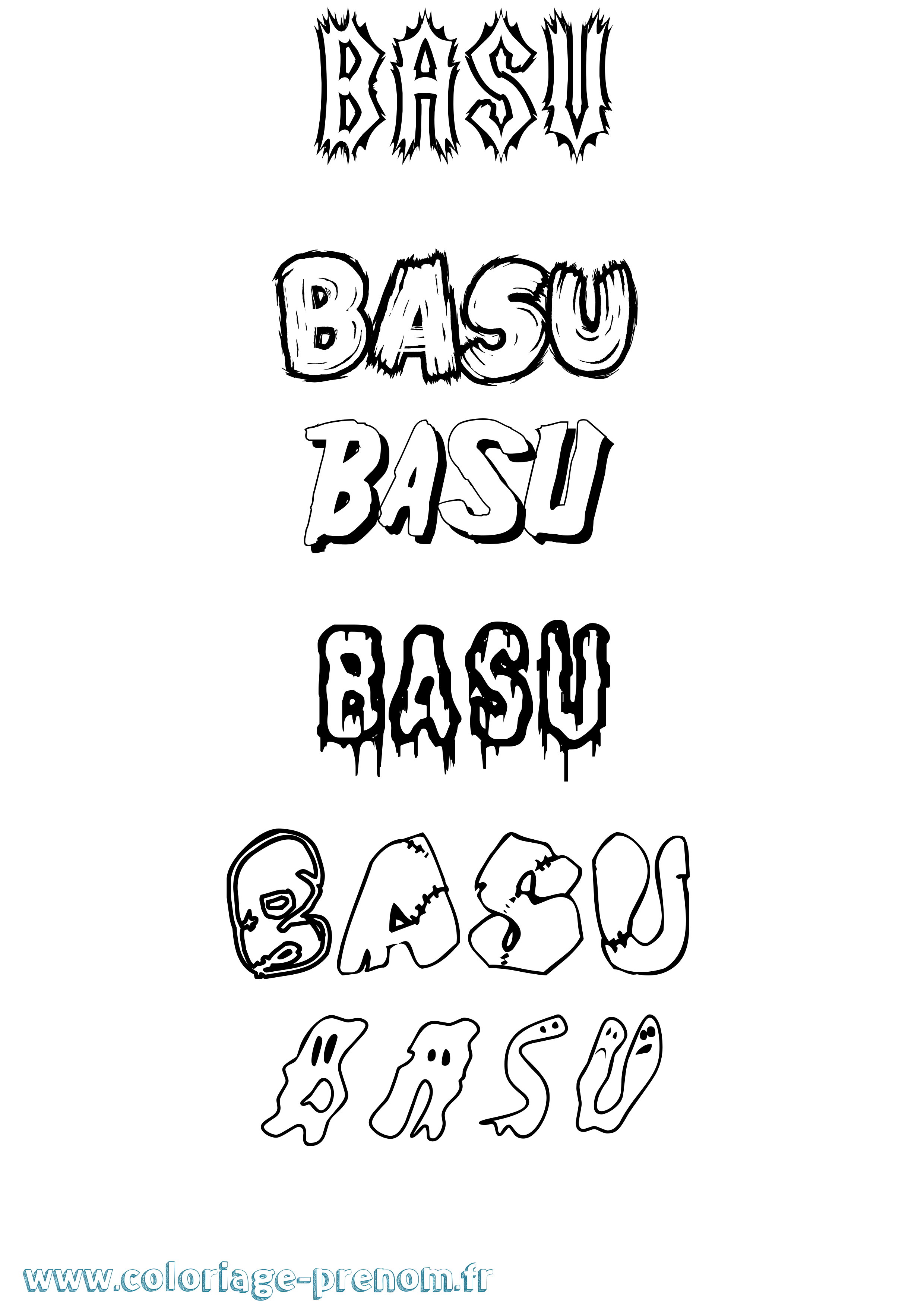 Coloriage Basu Frisson Coloriage prénom Basu Frisson