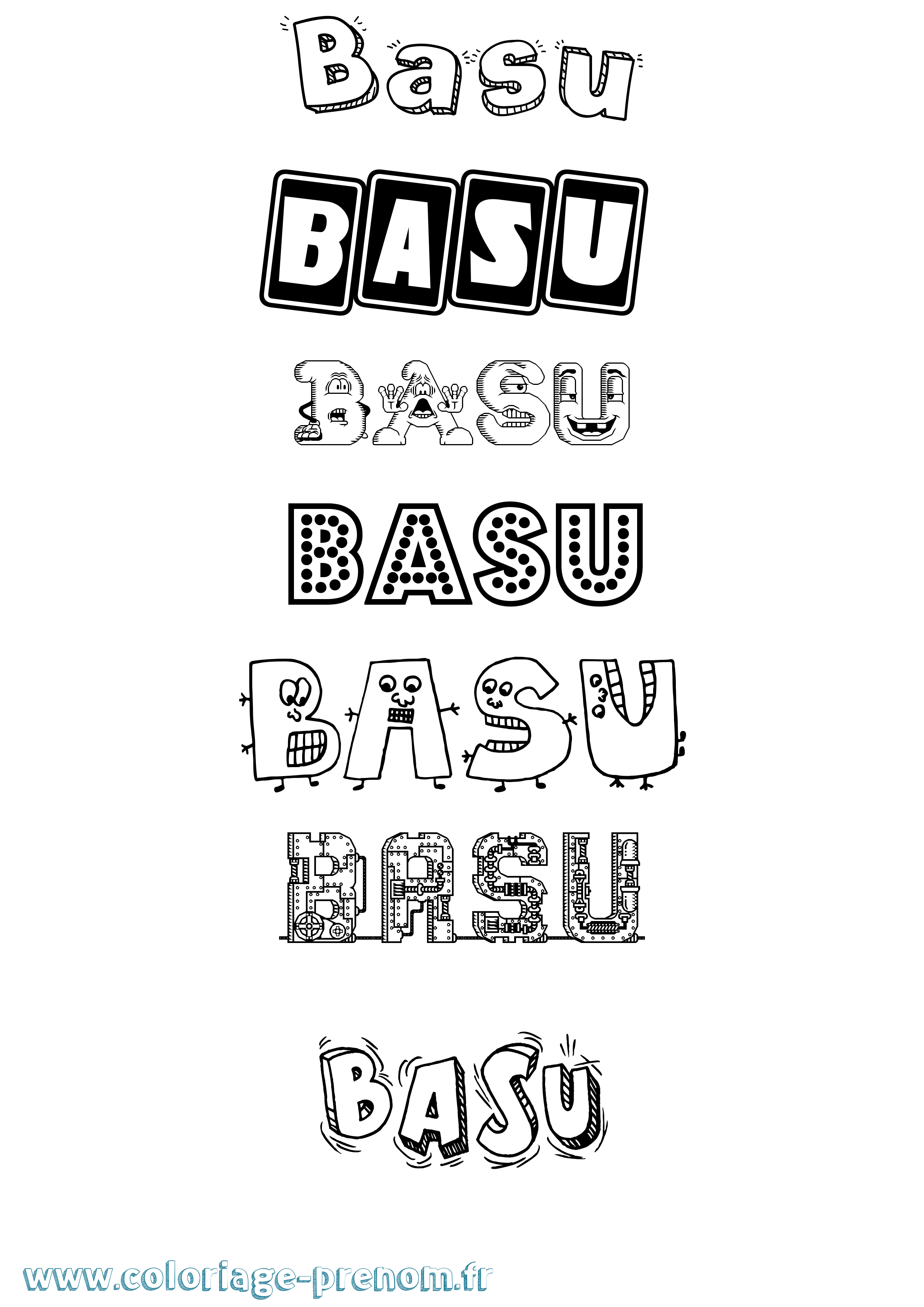 Coloriage Basu Fun Coloriage prénom Basu Fun