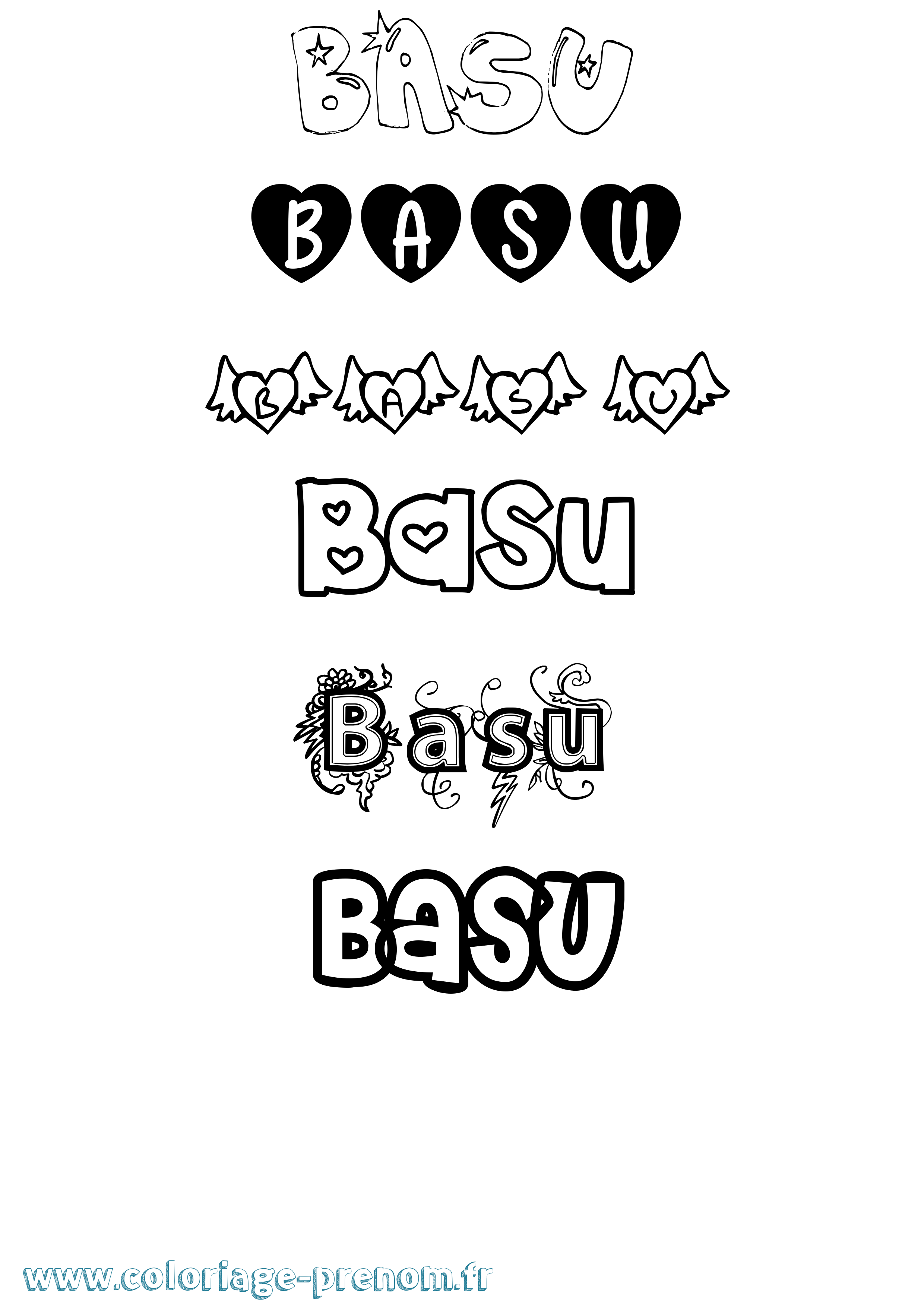 Coloriage Basu Girly Coloriage prénom Basu Girly