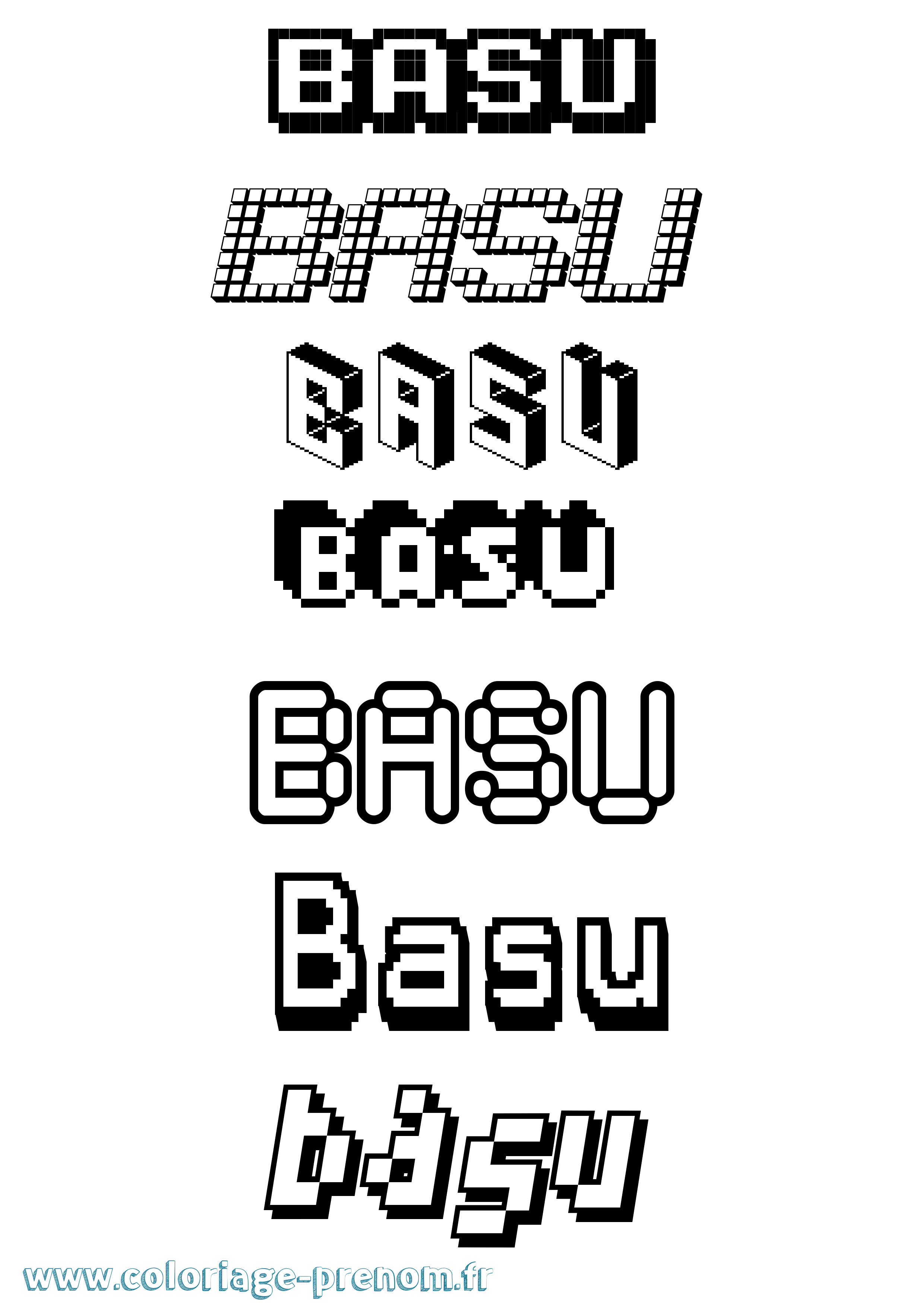 Coloriage Basu Pixel Coloriage prénom Basu Pixel