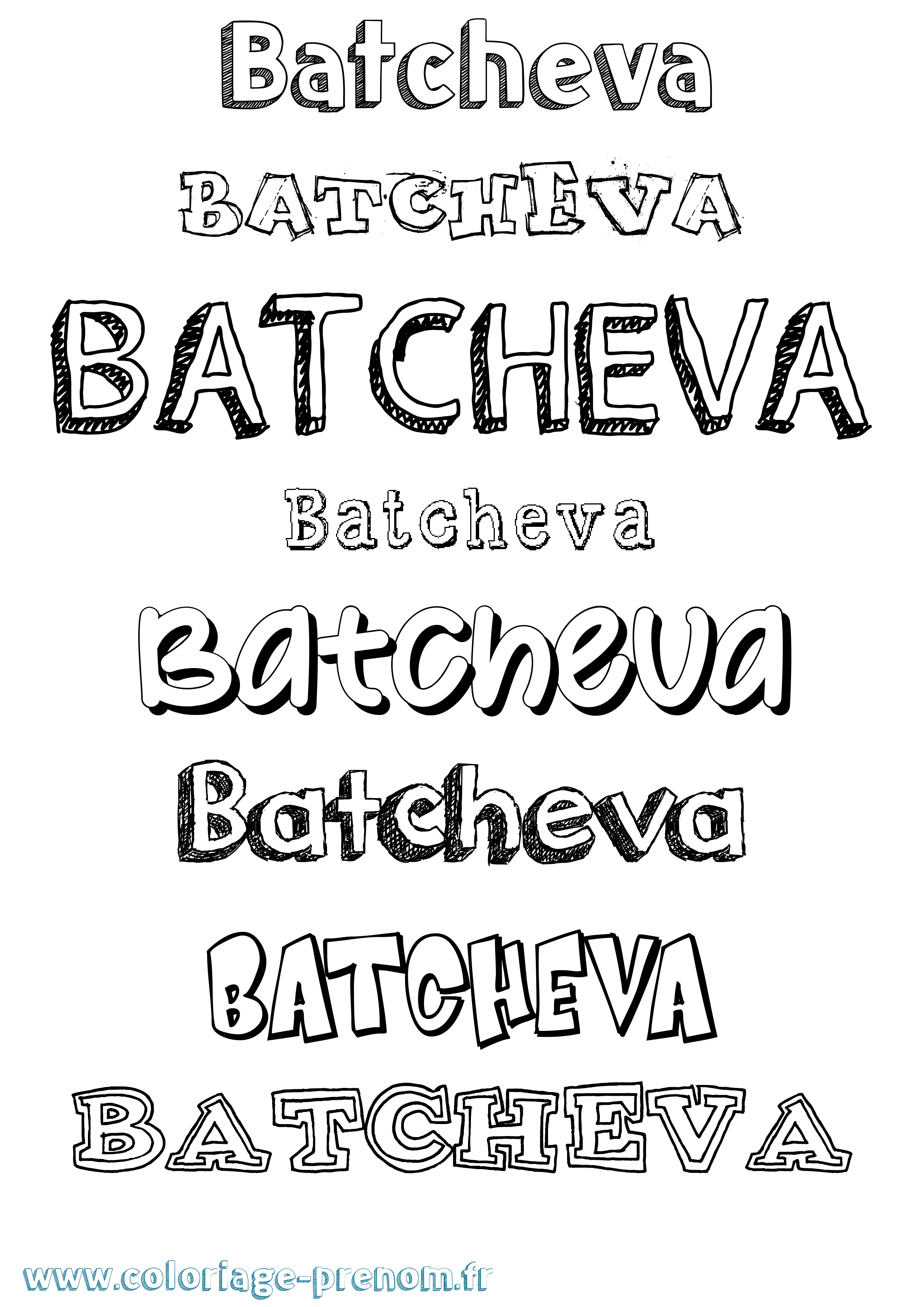 Coloriage Batcheva Dessiné Coloriage prénom Batcheva Dessiné
