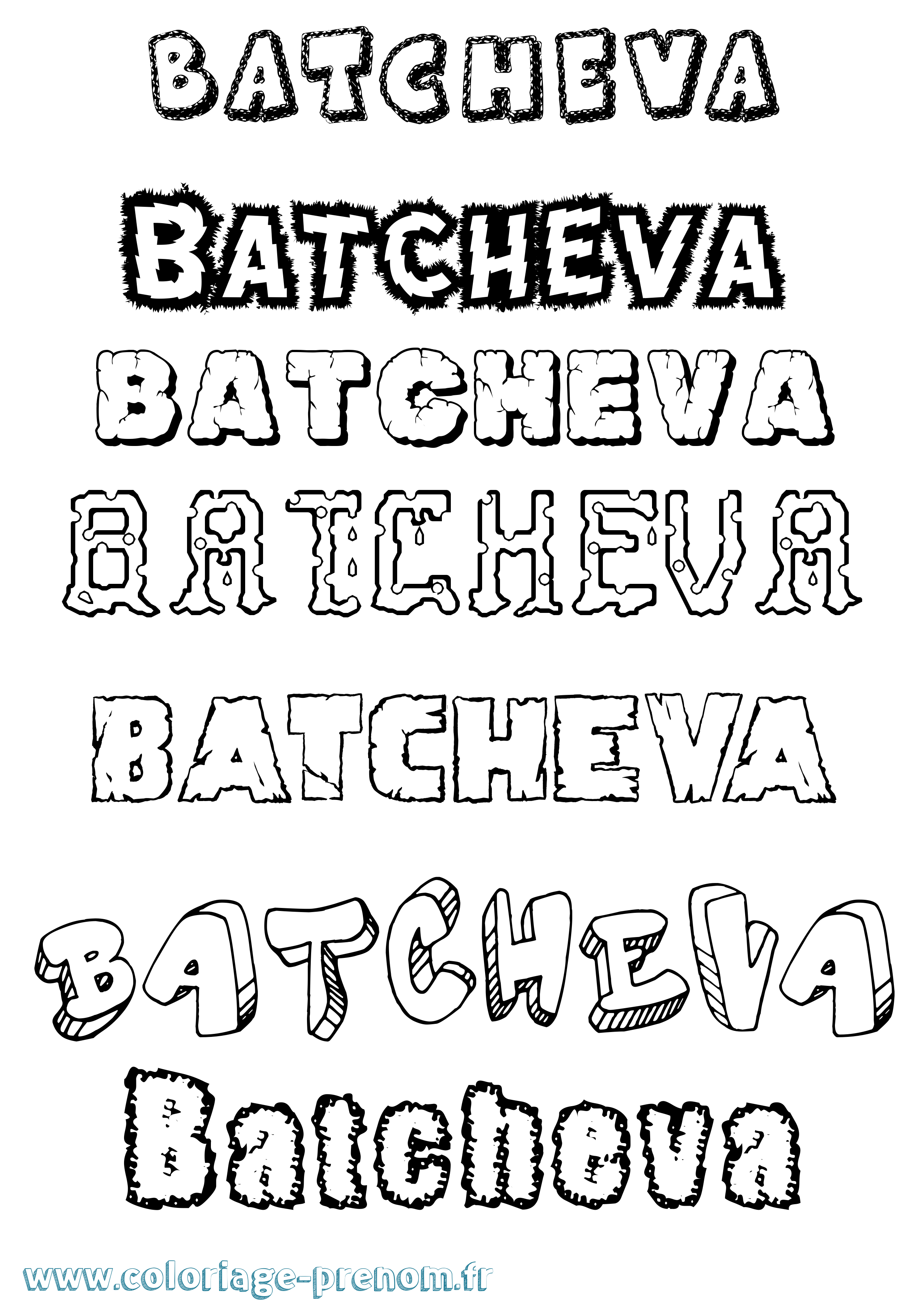 Coloriage Batcheva Destructuré Coloriage prénom Batcheva Destructuré