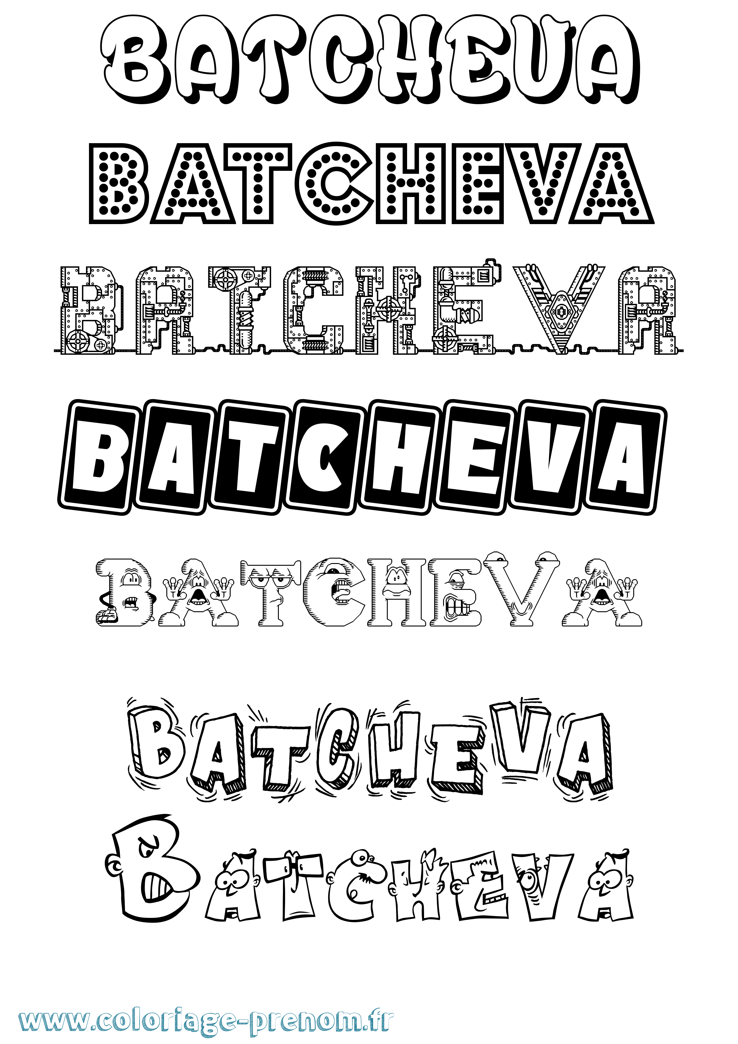 Coloriage Batcheva Fun Coloriage prénom Batcheva Fun
