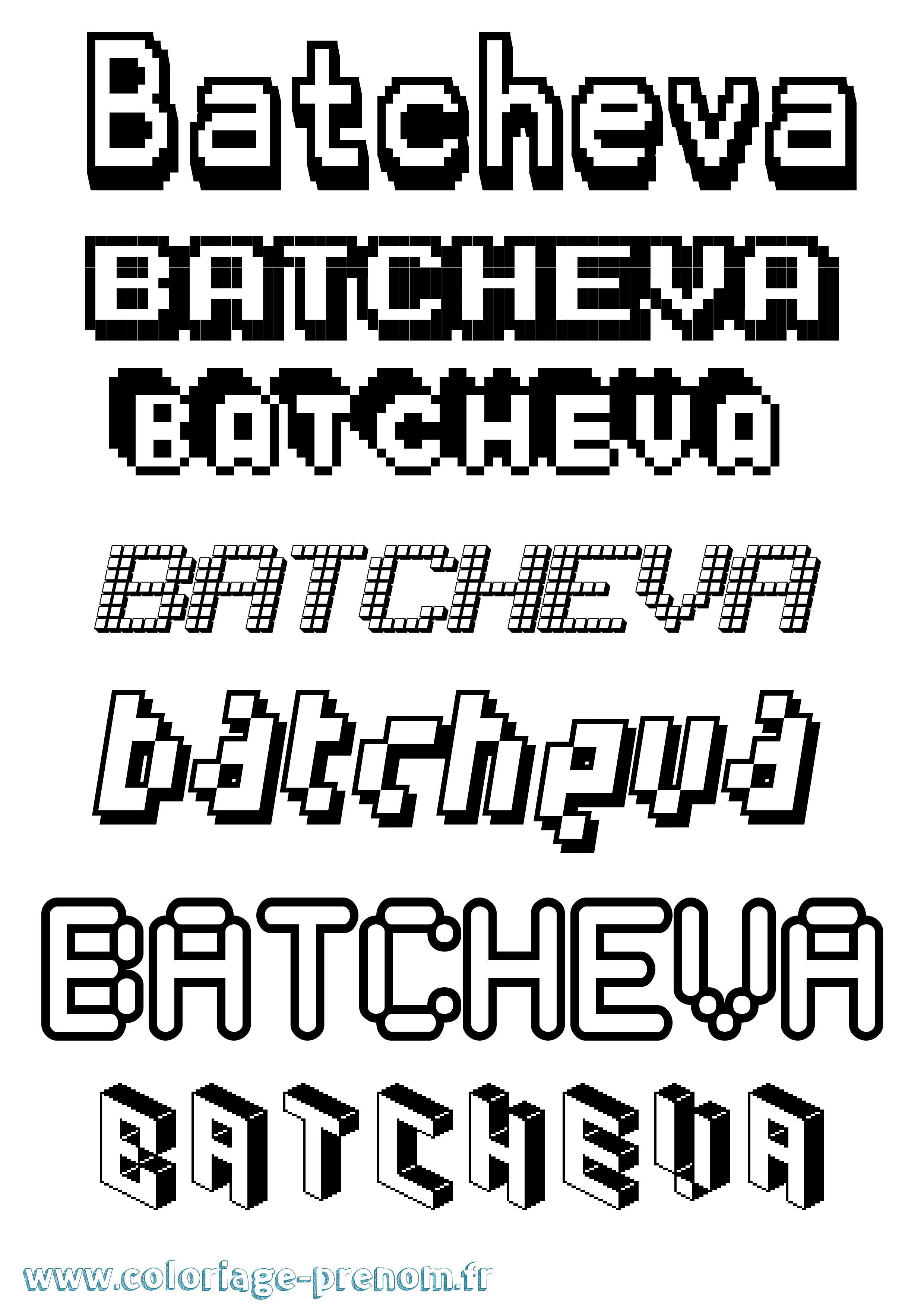 Coloriage Batcheva Pixel Coloriage prénom Batcheva Pixel