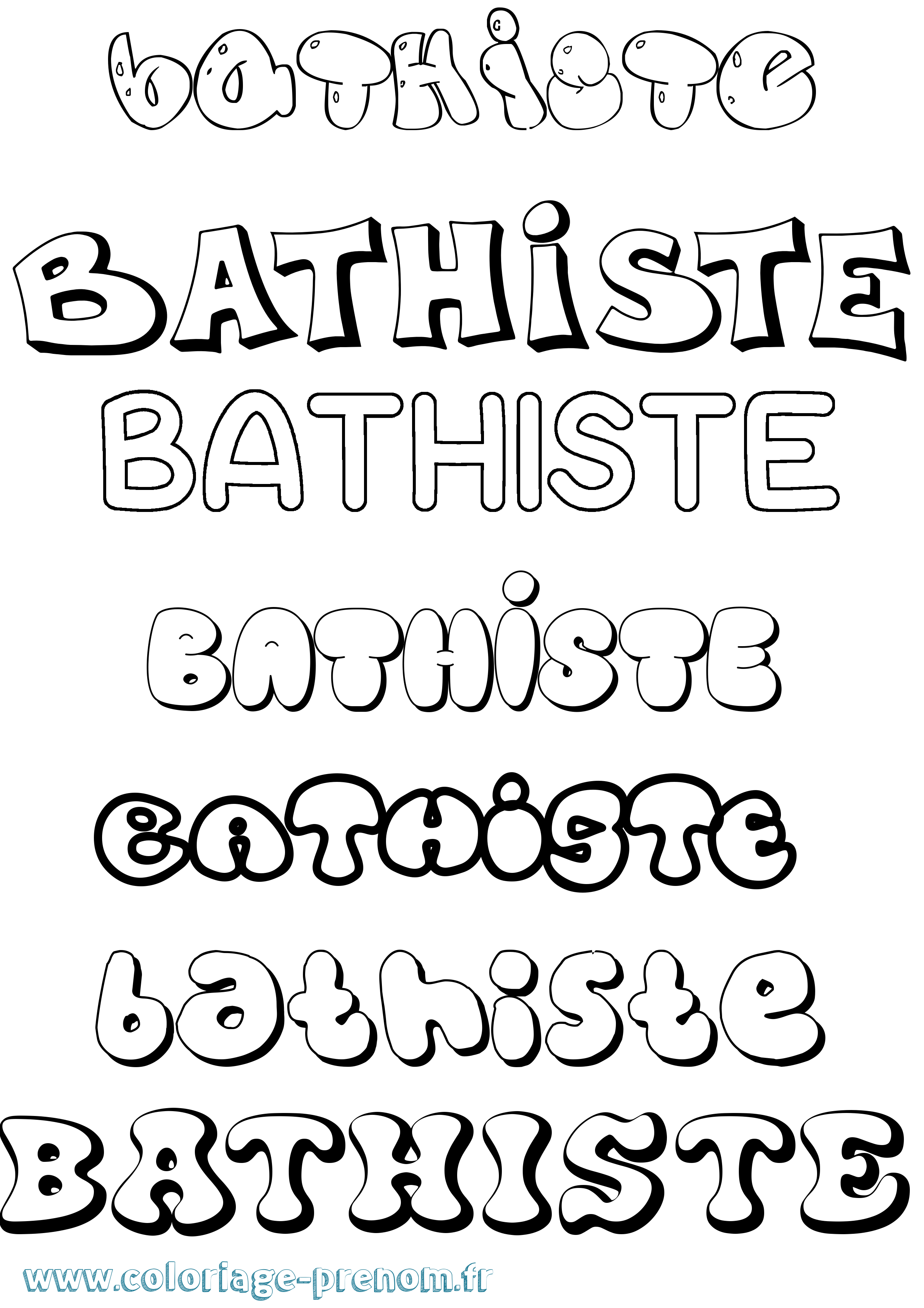 Coloriage Bathiste Bubble Coloriage prénom Bathiste Bubble
