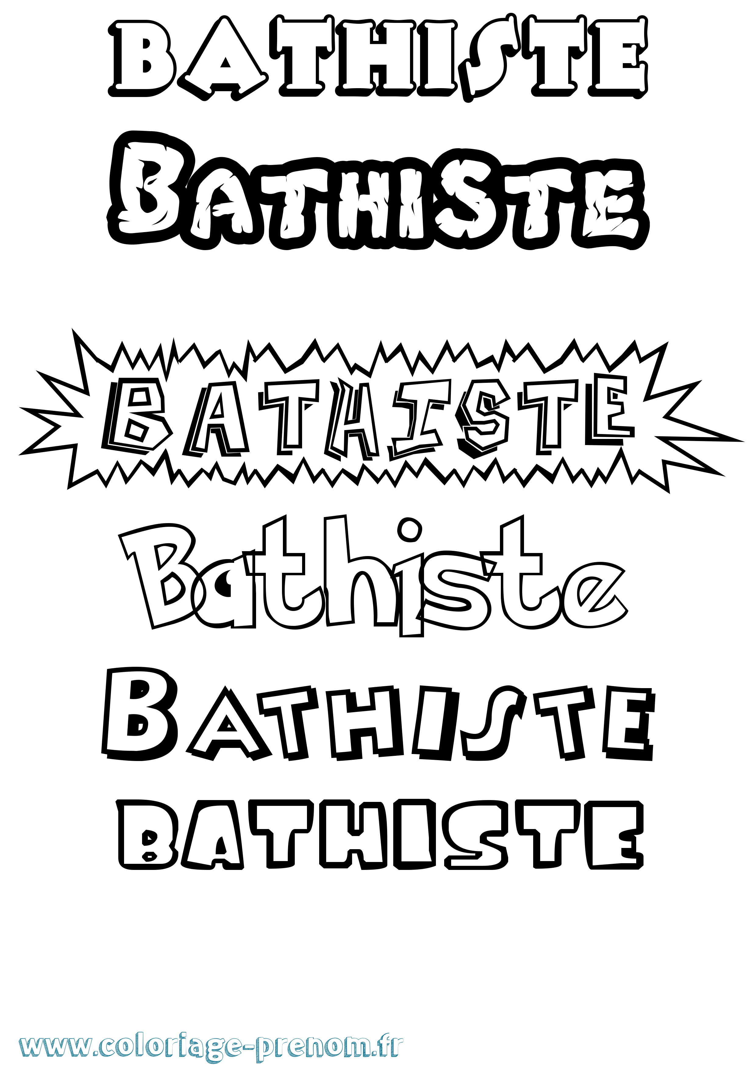 Coloriage Bathiste Dessin Animé Coloriage prénom Bathiste Dessin Animé