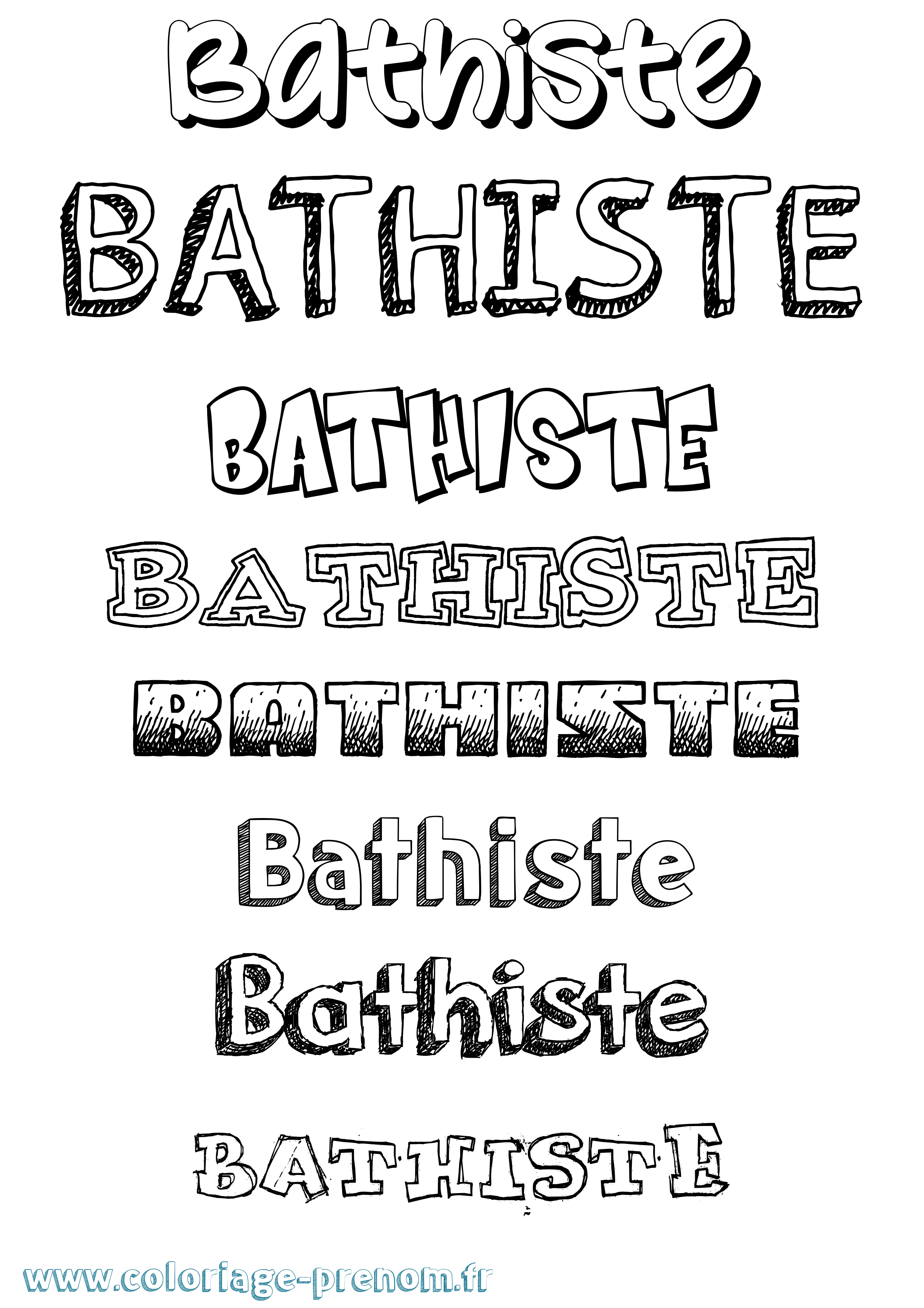 Coloriage Bathiste Dessiné Coloriage prénom Bathiste Dessiné