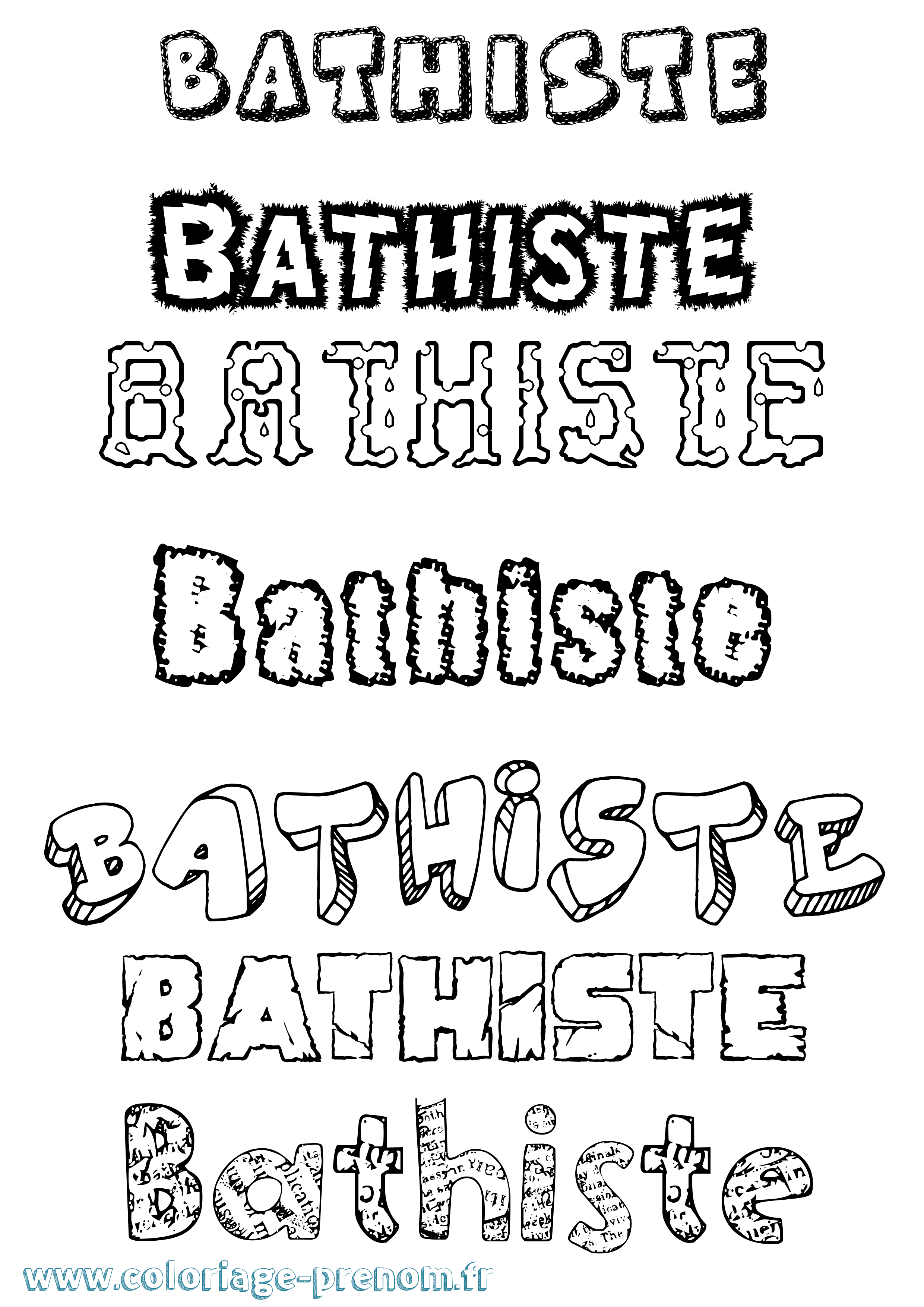 Coloriage Bathiste Destructuré Coloriage prénom Bathiste Destructuré