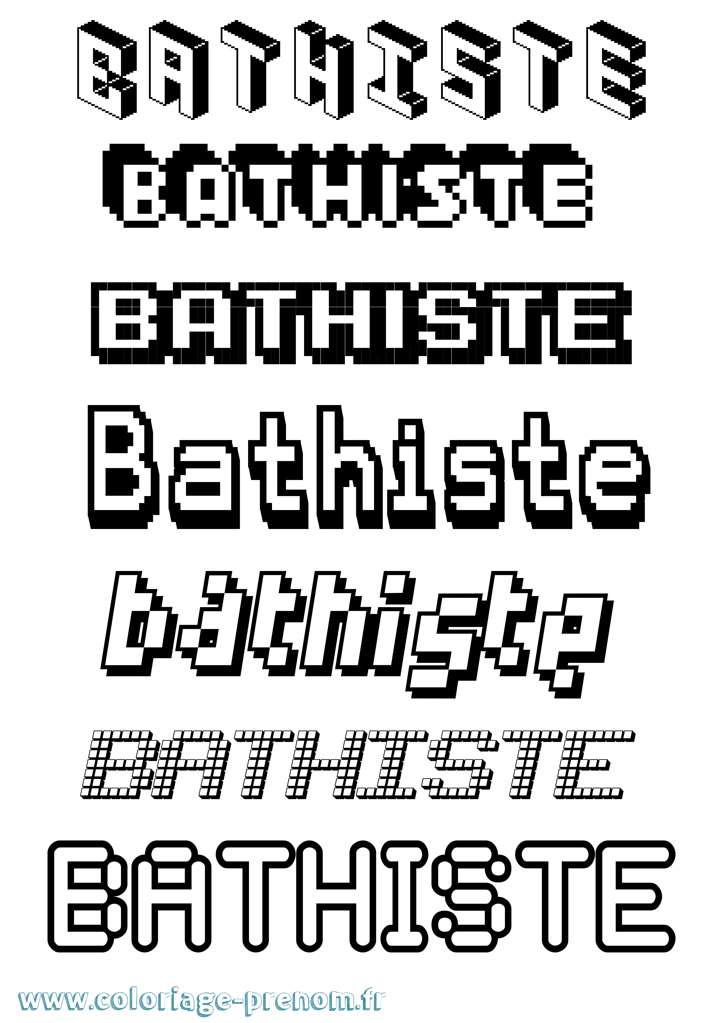 Coloriage Bathiste Pixel Coloriage prénom Bathiste Pixel
