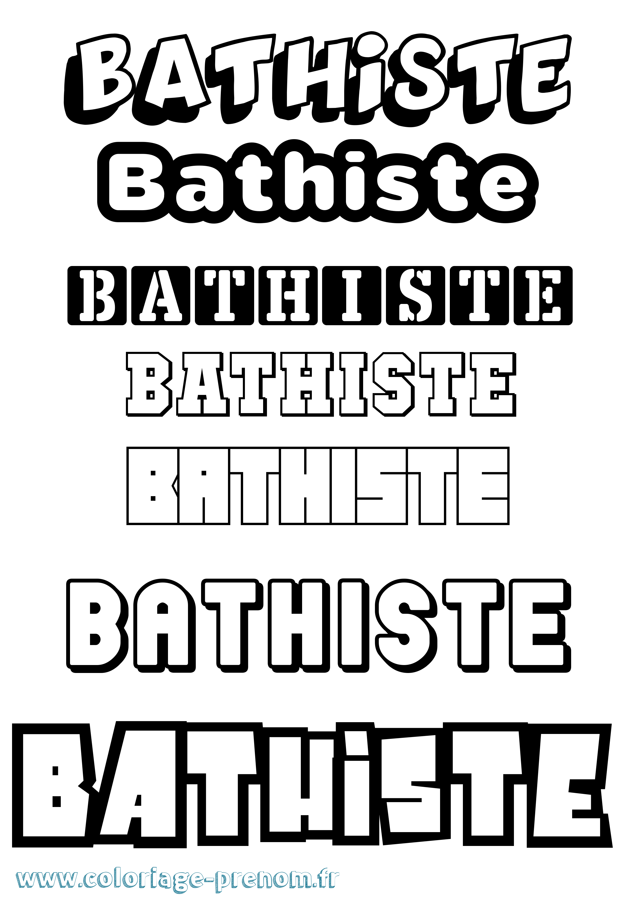Coloriage Bathiste Simple Coloriage prénom Bathiste Simple