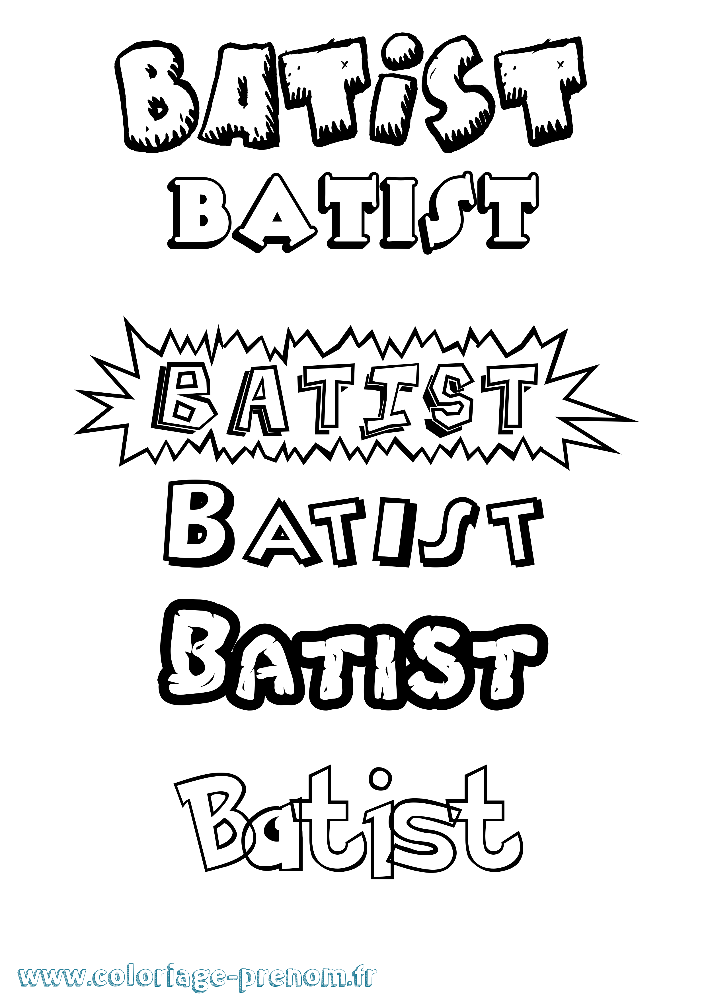 Coloriage Batist Dessin Animé Coloriage prénom Batist Dessin Animé