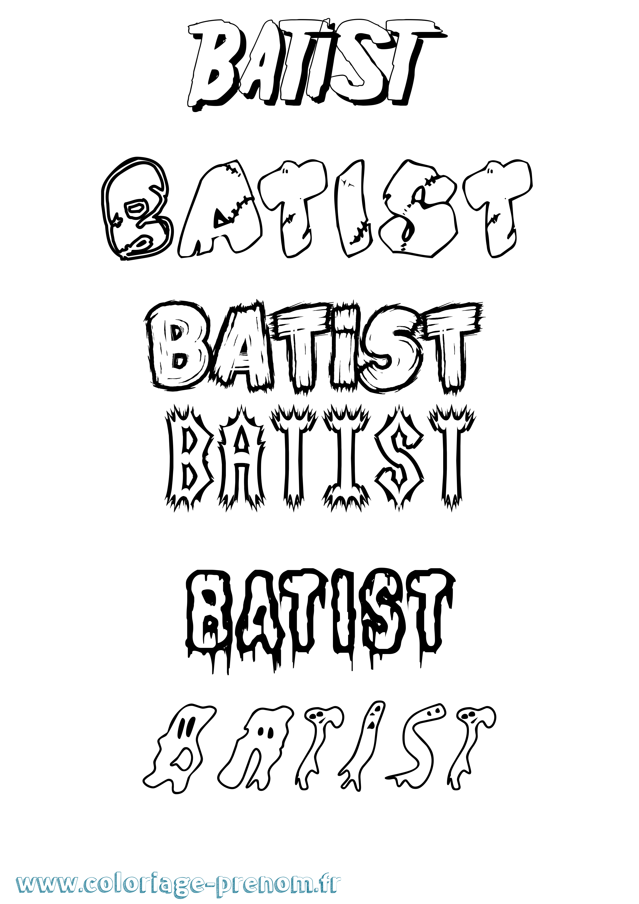 Coloriage Batist Frisson Coloriage prénom Batist Frisson