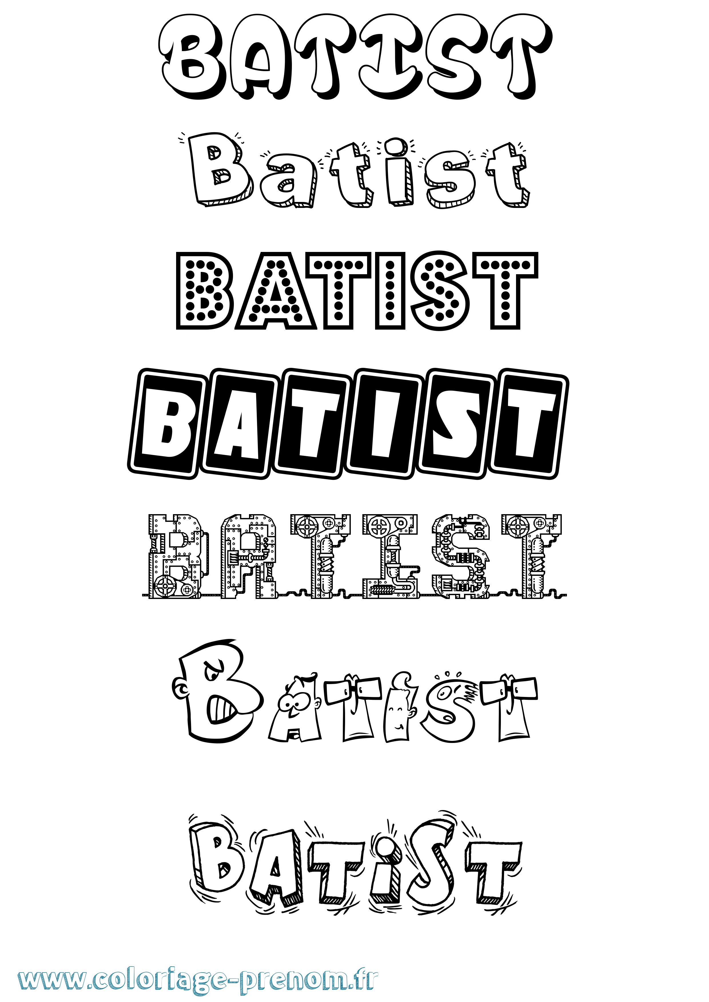 Coloriage Batist Fun Coloriage prénom Batist Fun