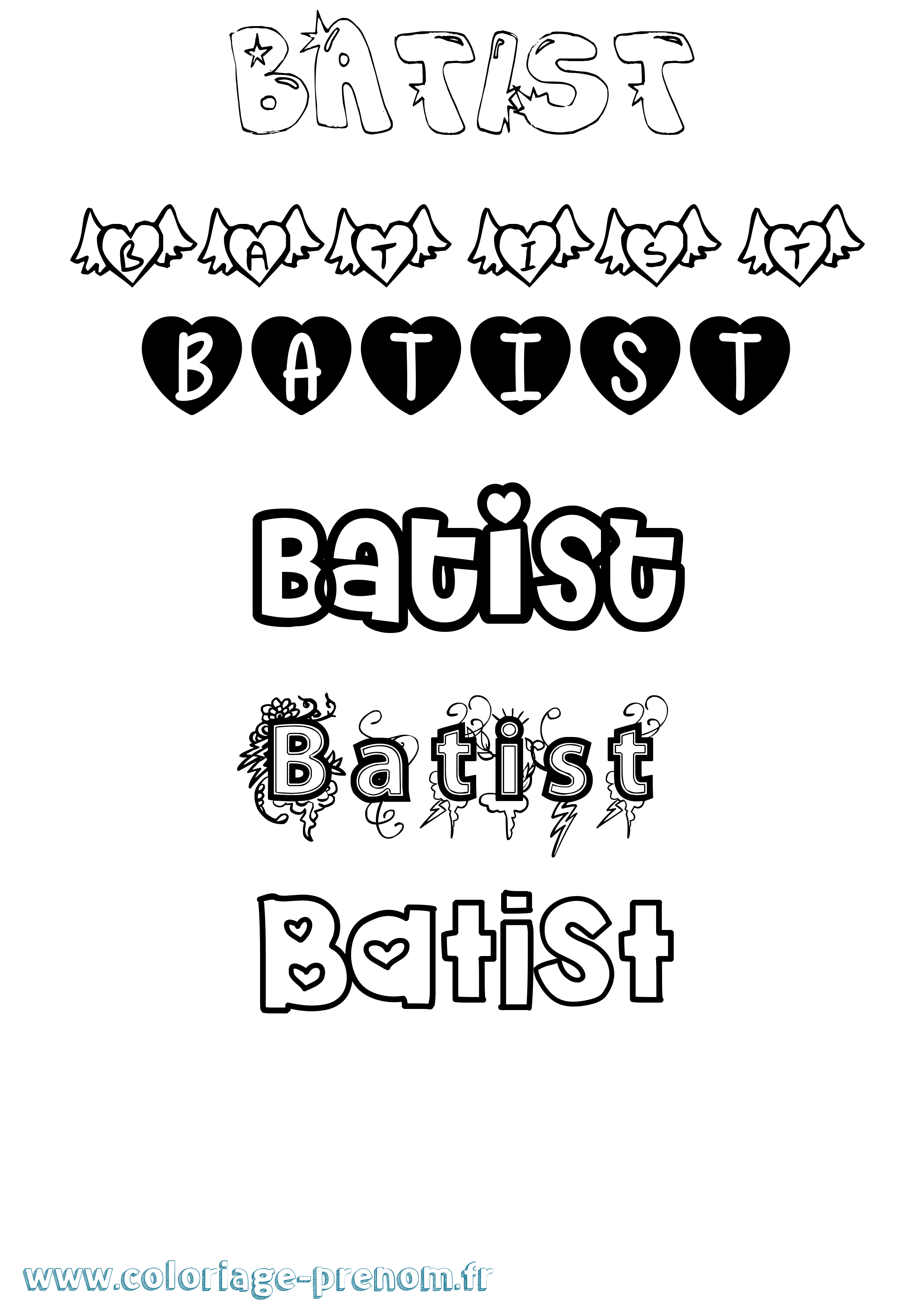 Coloriage Batist Girly Coloriage prénom Batist Girly
