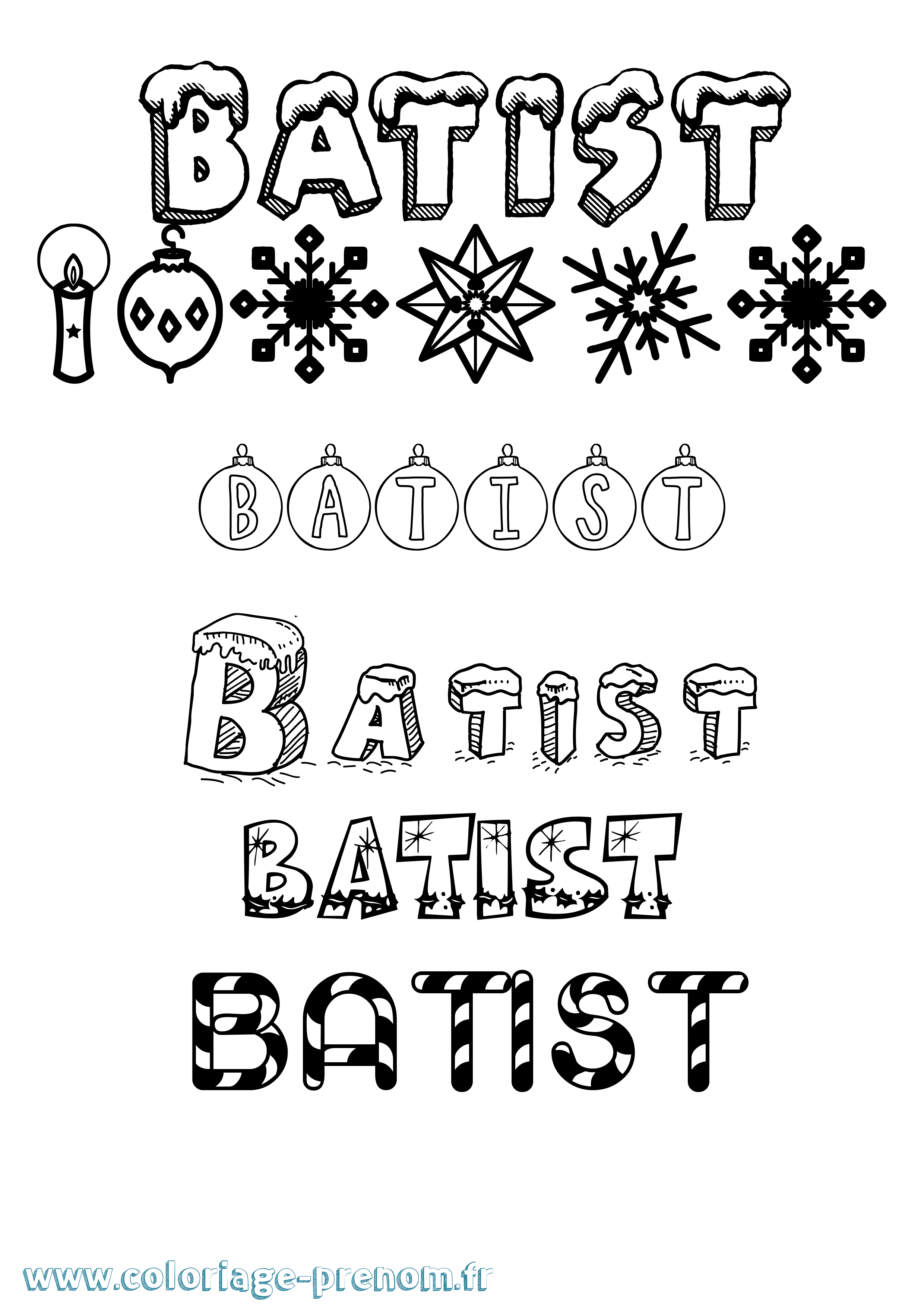 Coloriage Batist Noël Coloriage prénom Batist Noël