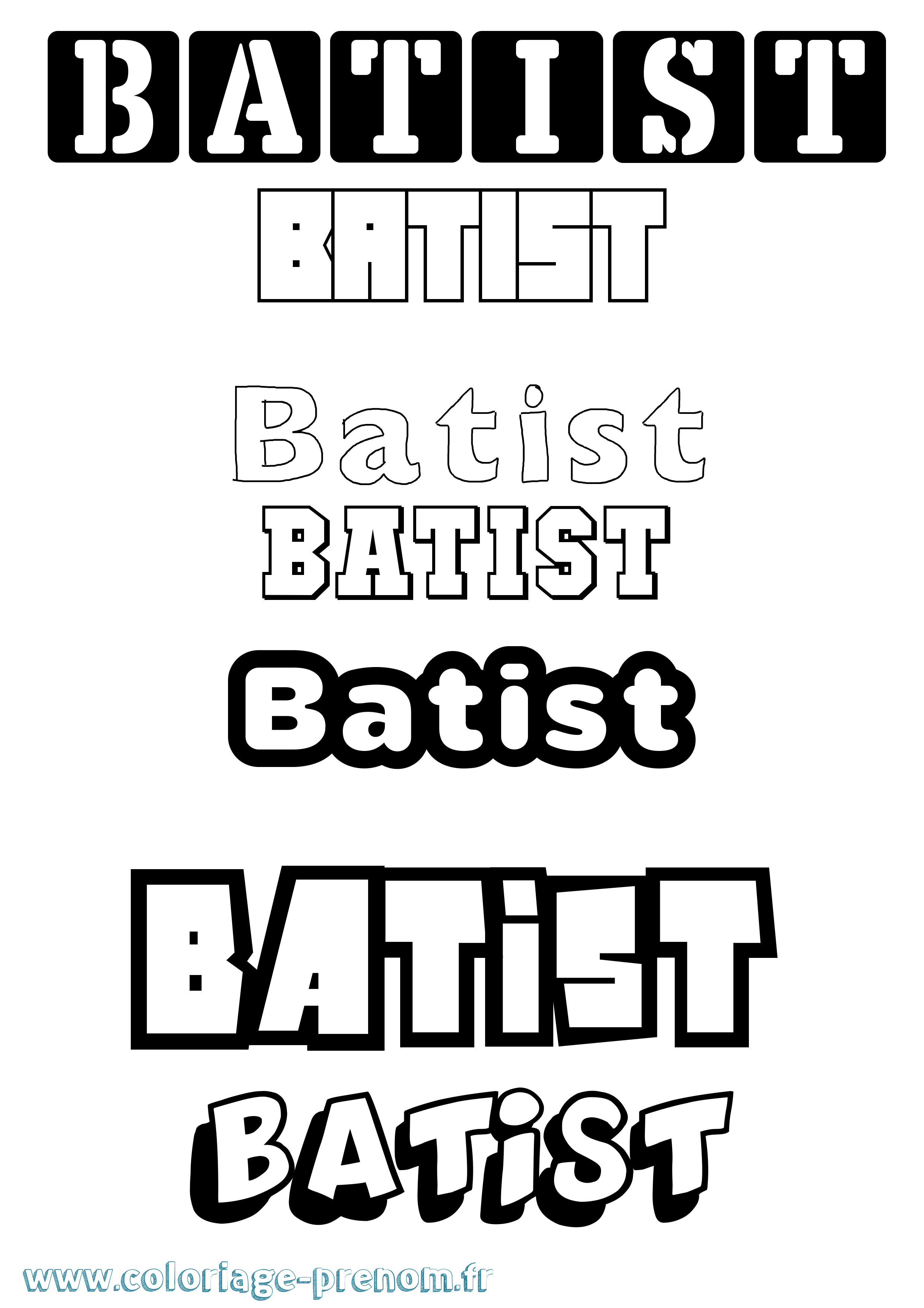 Coloriage Batist Simple Coloriage prénom Batist Simple
