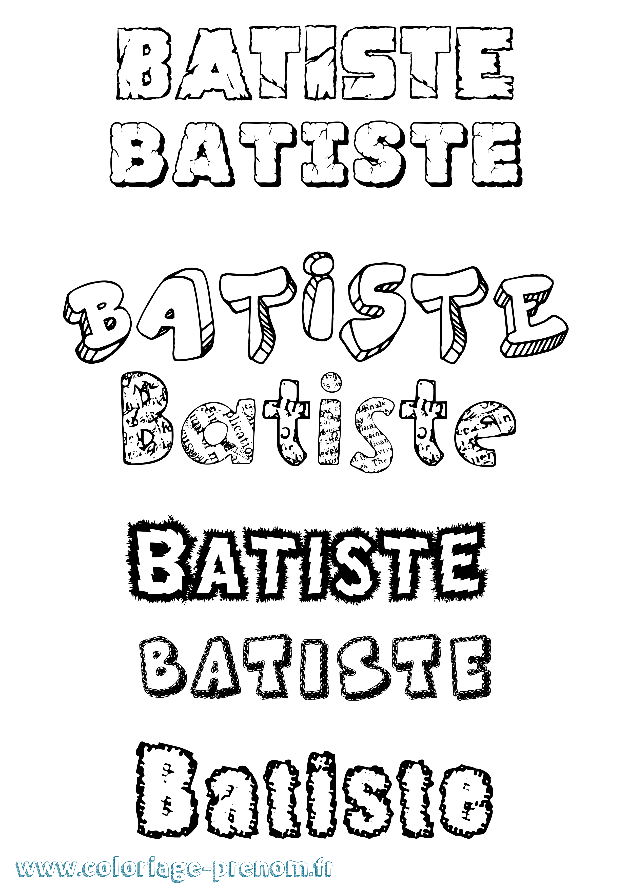 Coloriage Batiste Destructuré Coloriage prénom Batiste Destructuré