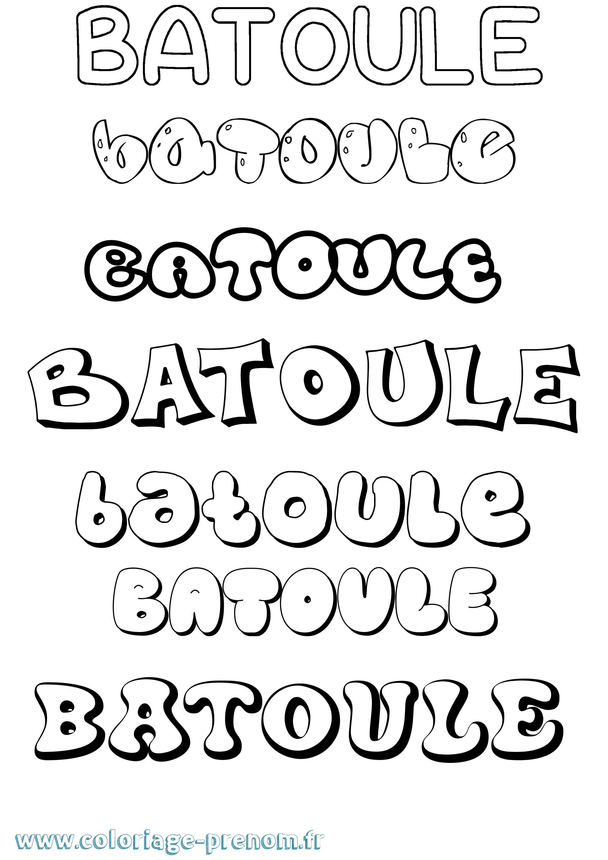 Coloriage Batoule Bubble Coloriage prénom Batoule Bubble