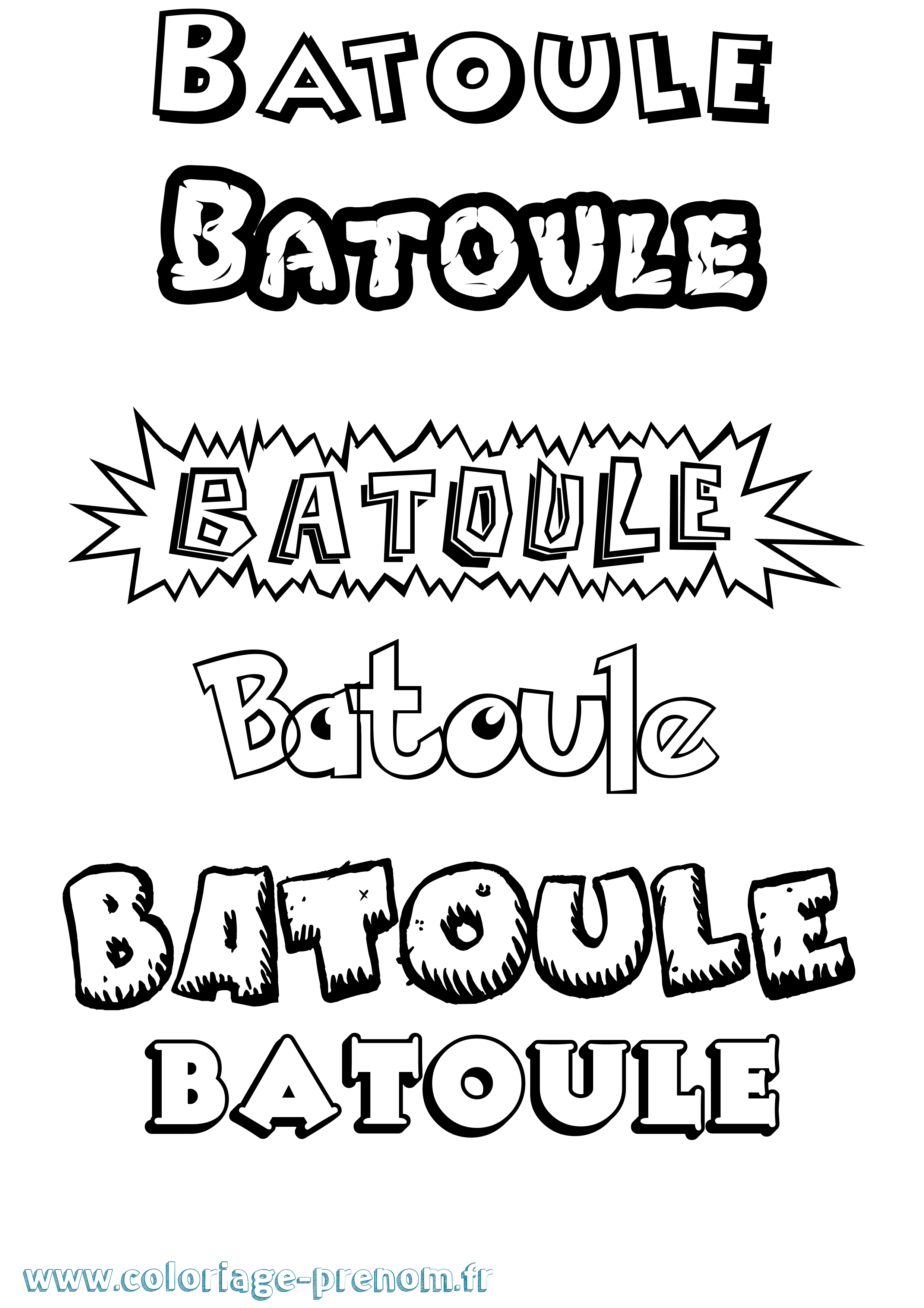 Coloriage Batoule Dessin Animé Coloriage prénom Batoule Dessin Animé