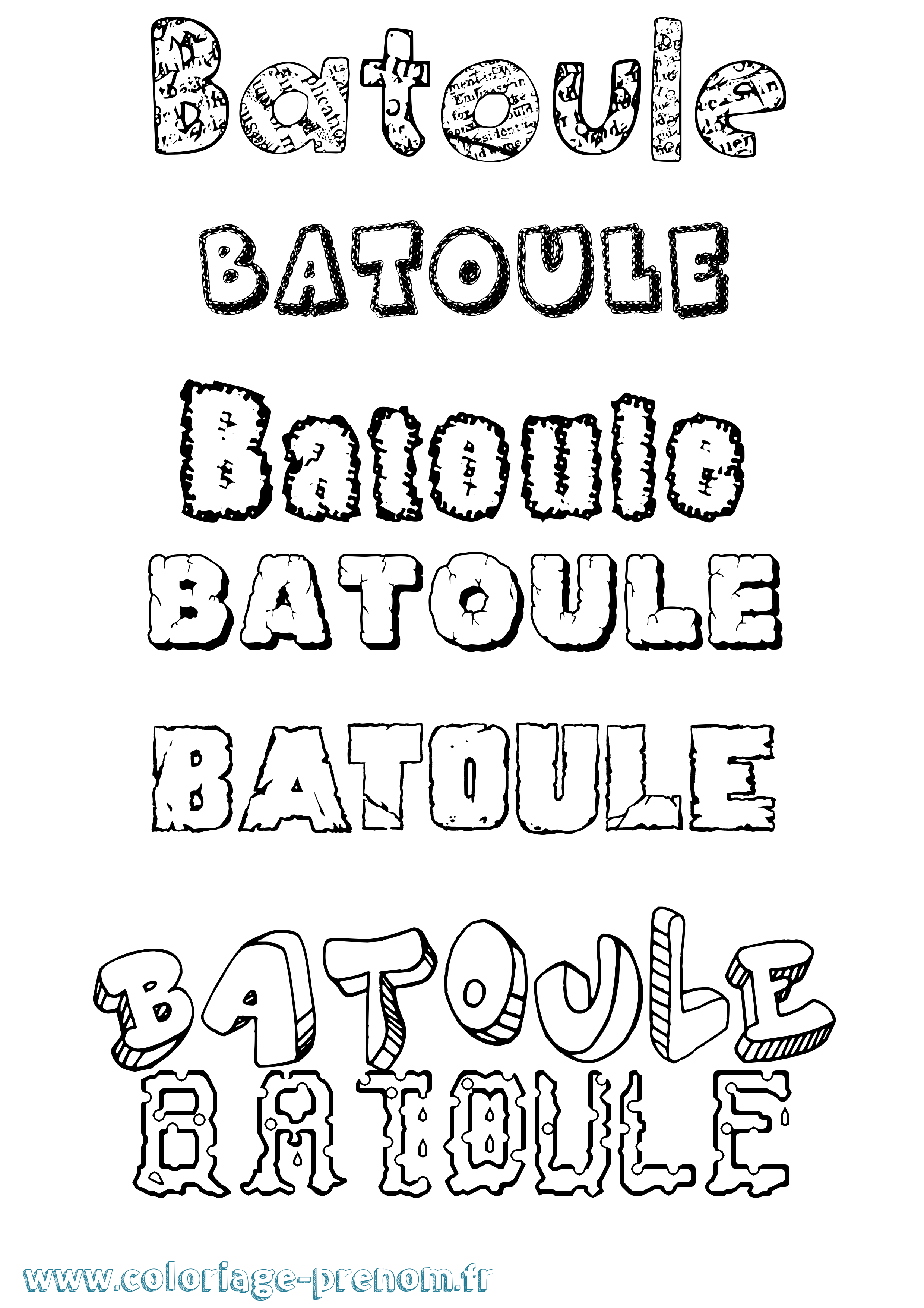 Coloriage Batoule Destructuré Coloriage prénom Batoule Destructuré