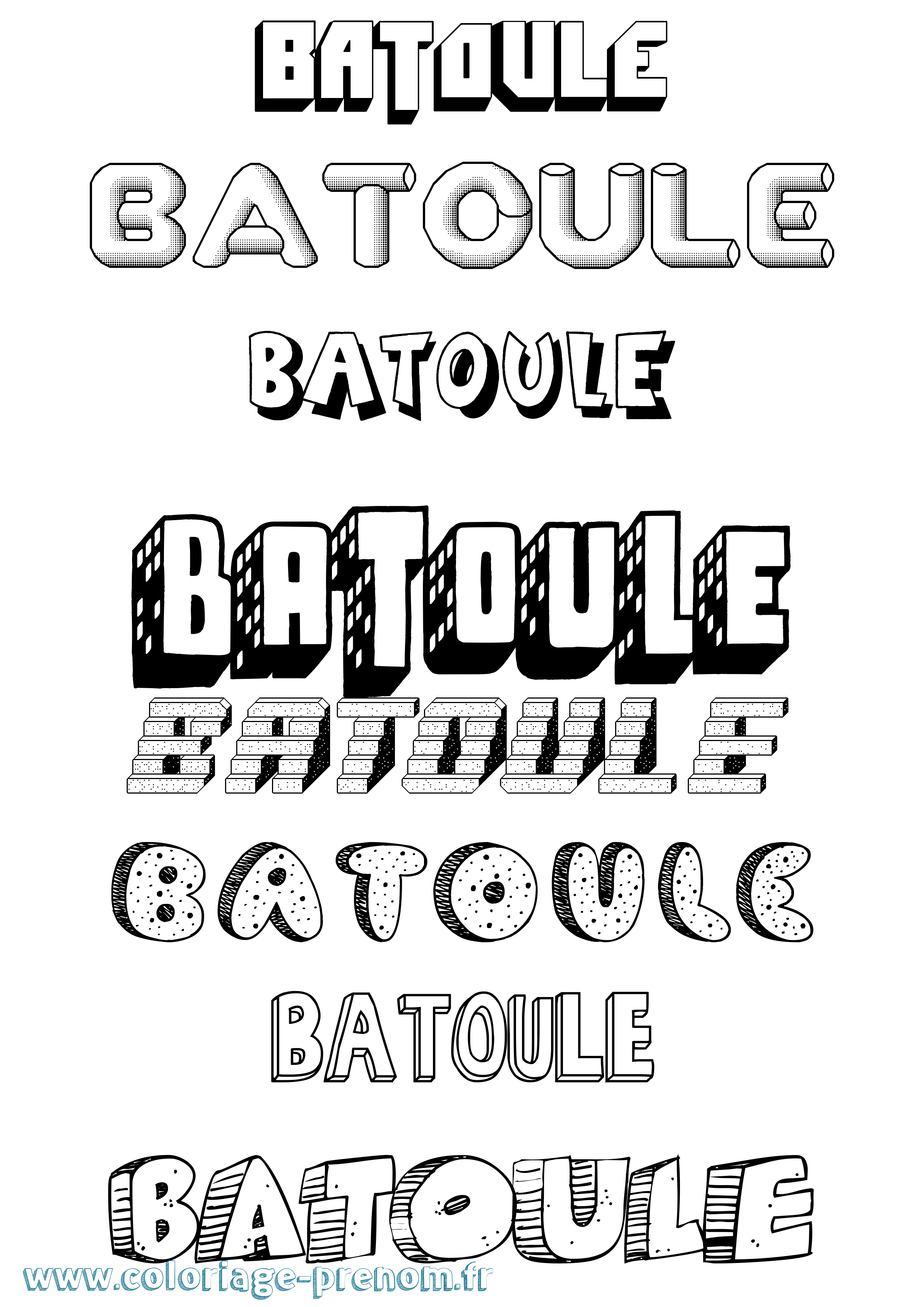 Coloriage Batoule Effet 3D Coloriage prénom Batoule Effet 3D