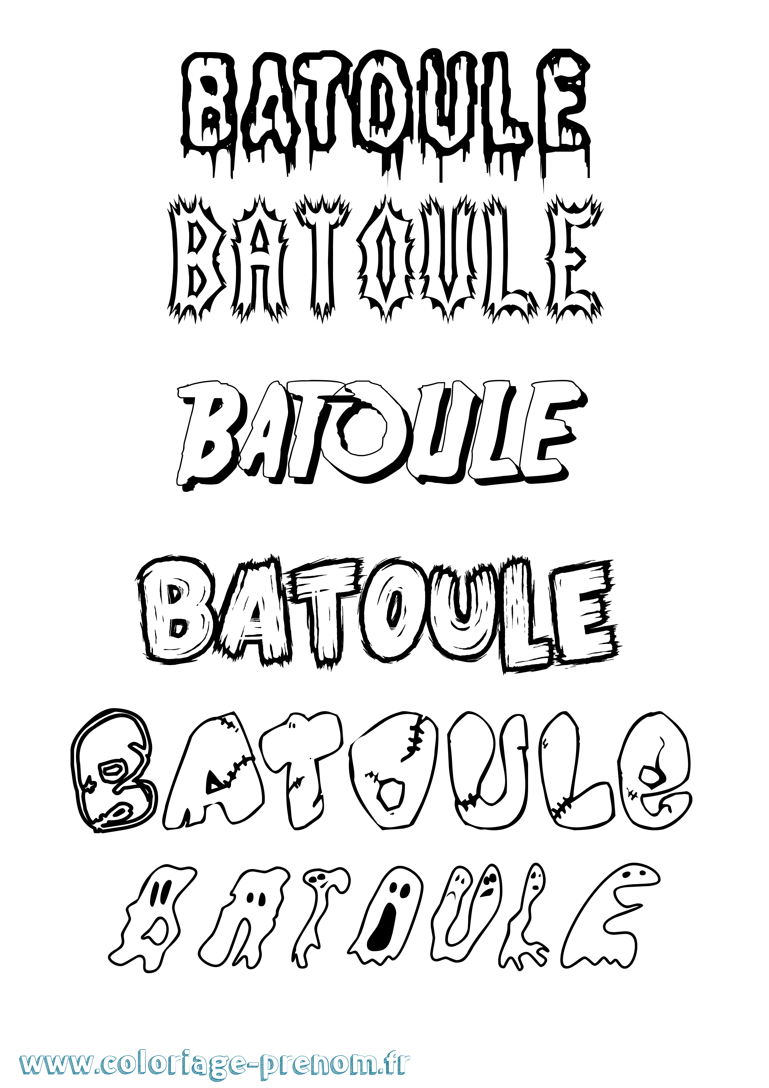 Coloriage Batoule Frisson Coloriage prénom Batoule Frisson