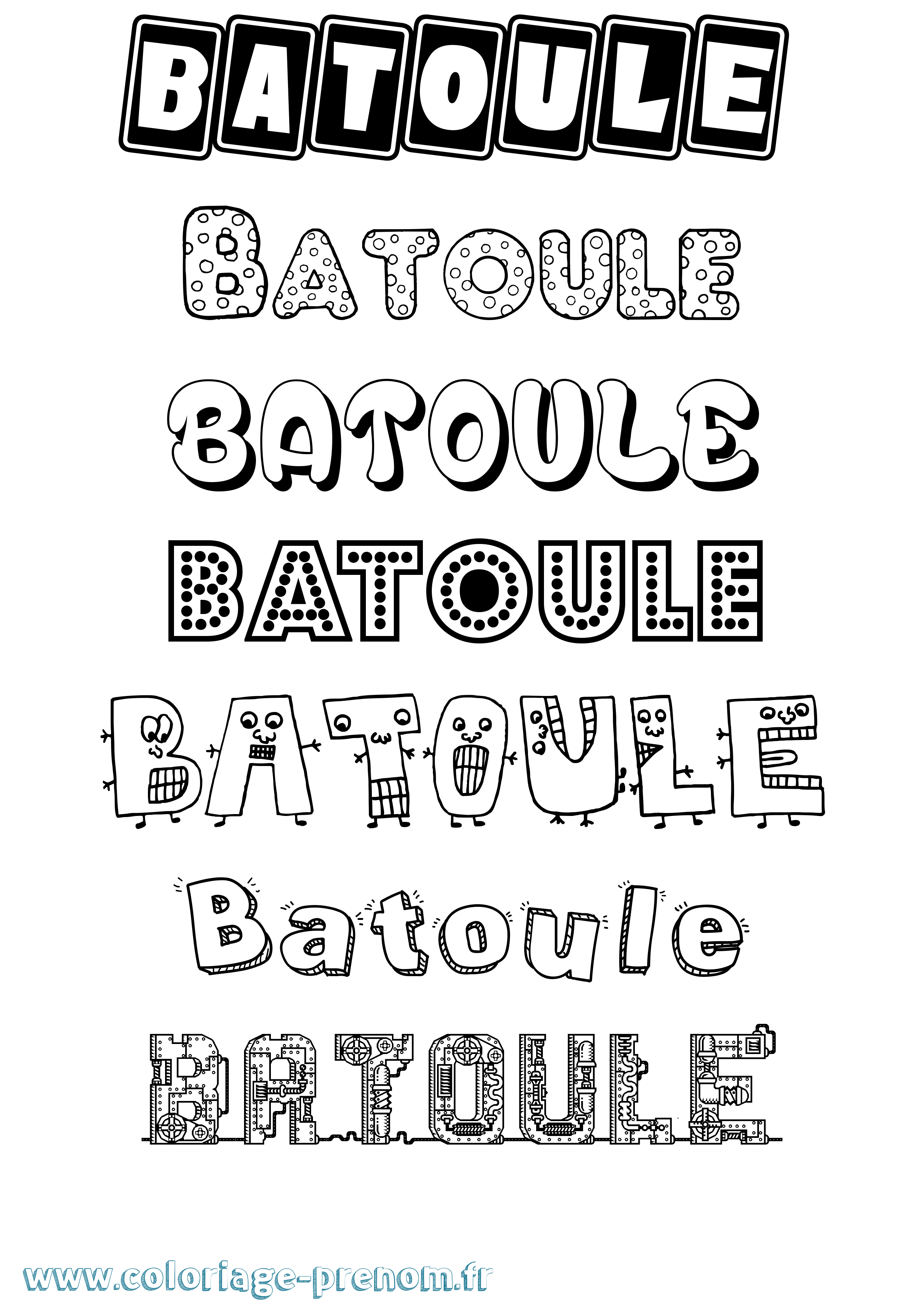 Coloriage Batoule Fun Coloriage prénom Batoule Fun