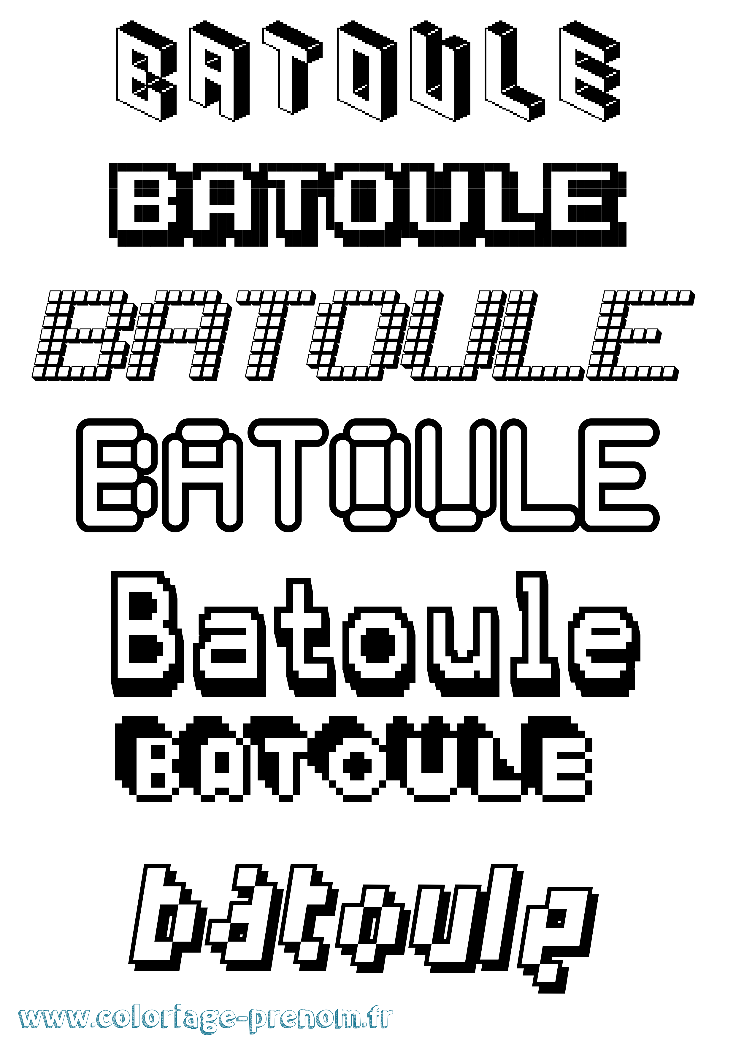 Coloriage Batoule Pixel Coloriage prénom Batoule Pixel
