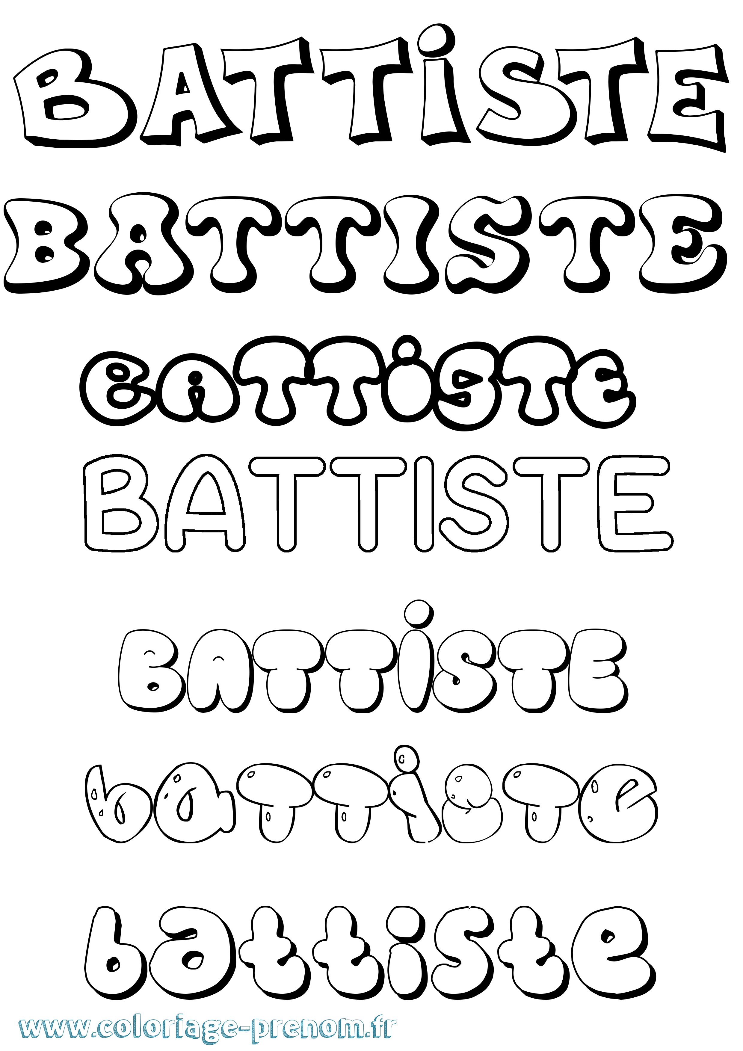Coloriage Battiste Bubble Coloriage prénom Battiste Bubble
