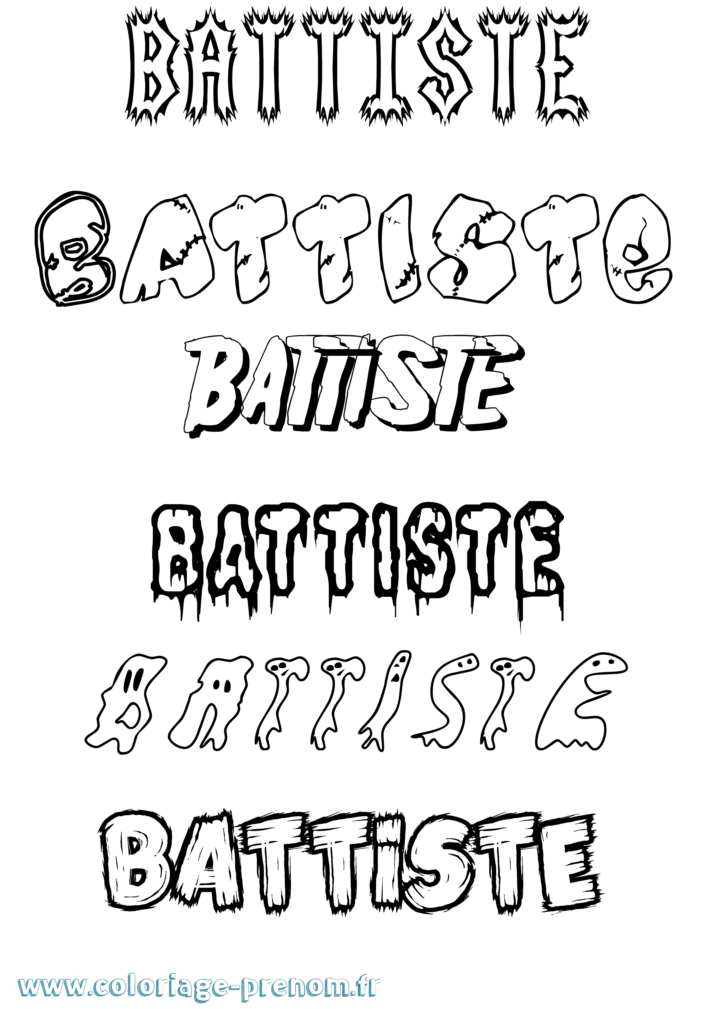 Coloriage Battiste Frisson Coloriage prénom Battiste Frisson