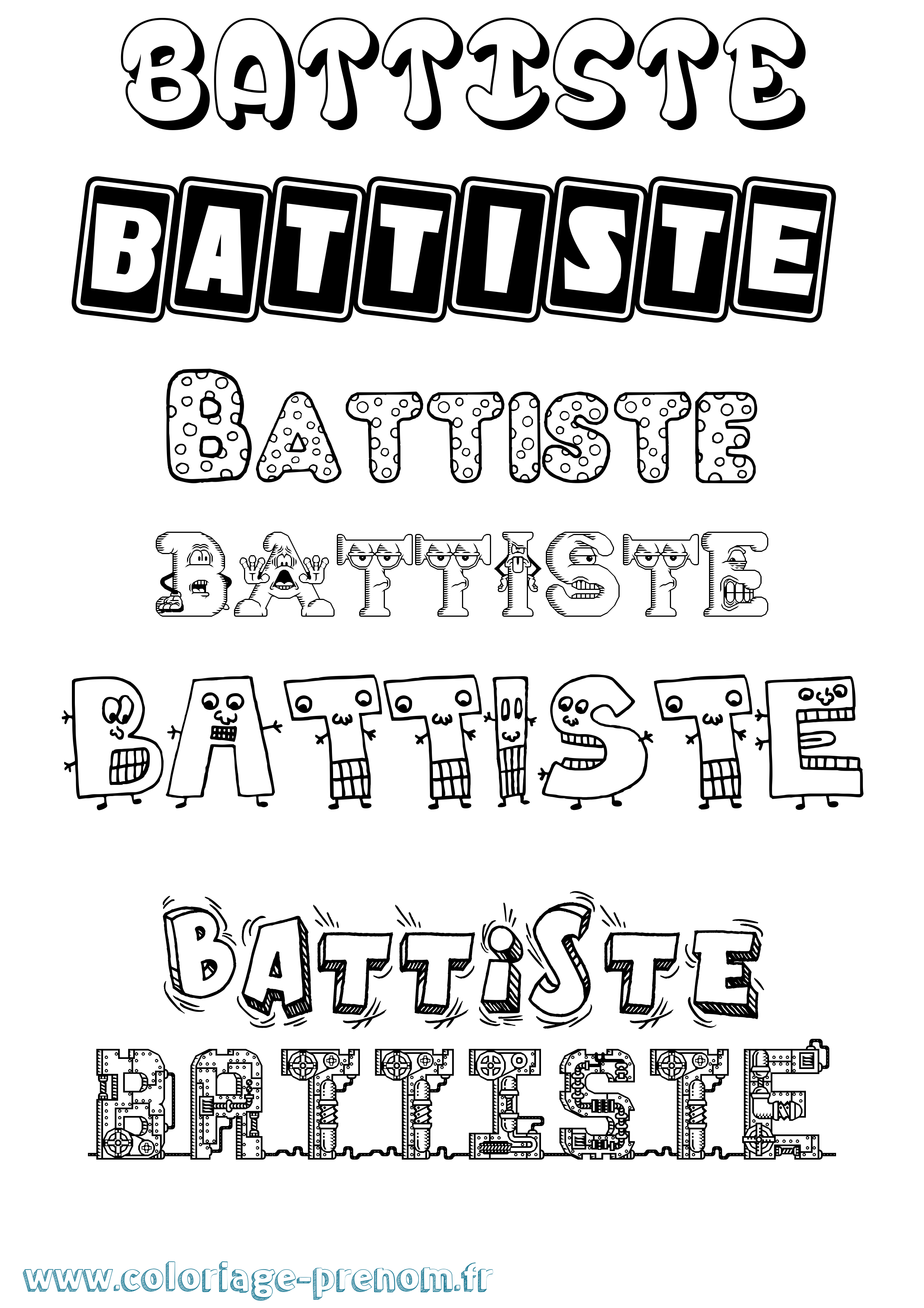 Coloriage Battiste Fun Coloriage prénom Battiste Fun