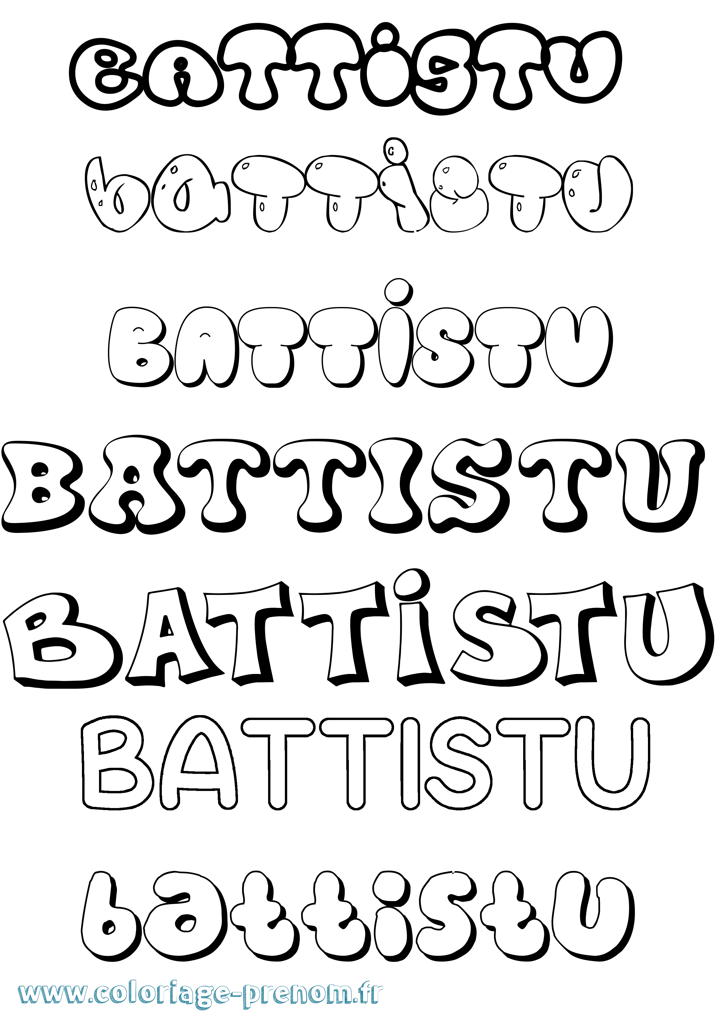 Coloriage Battistu Bubble Coloriage prénom Battistu Bubble