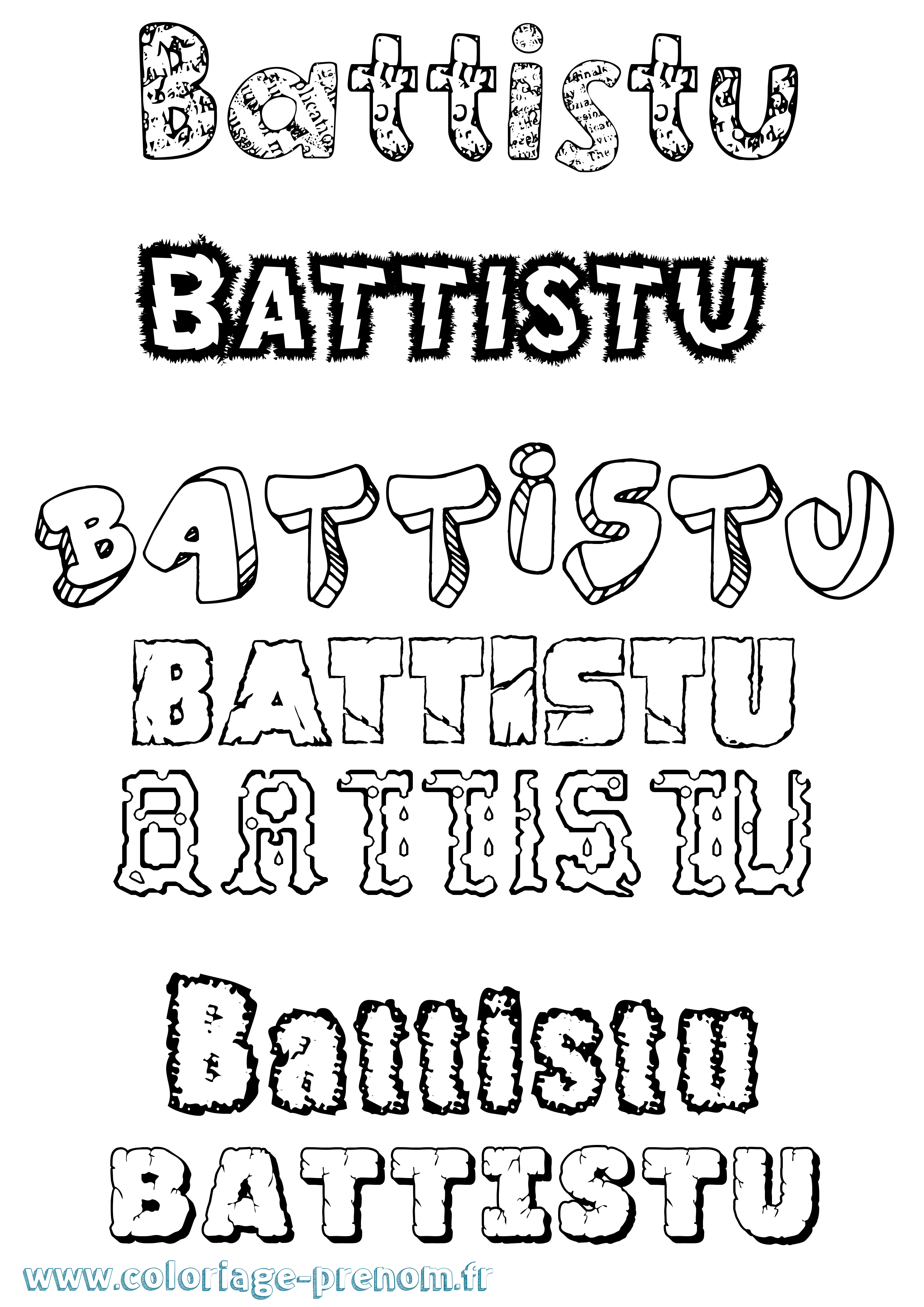 Coloriage Battistu Destructuré Coloriage prénom Battistu Destructuré