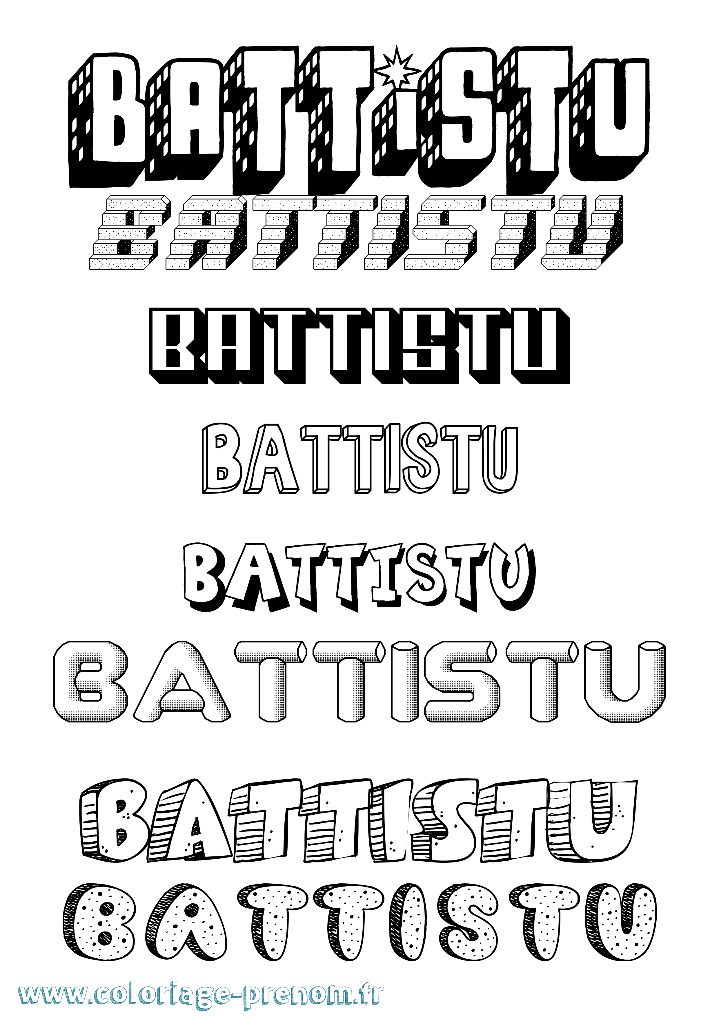 Coloriage Battistu Effet 3D Coloriage prénom Battistu Effet 3D