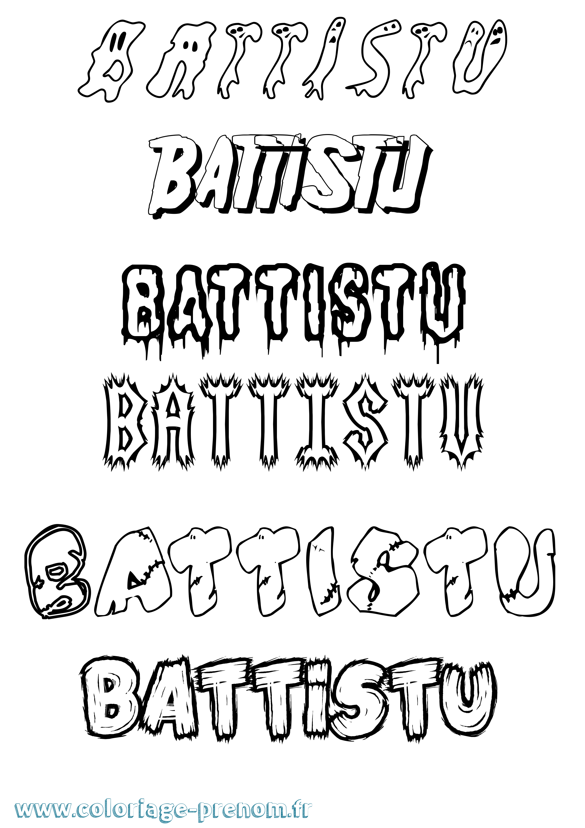 Coloriage Battistu Frisson Coloriage prénom Battistu Frisson