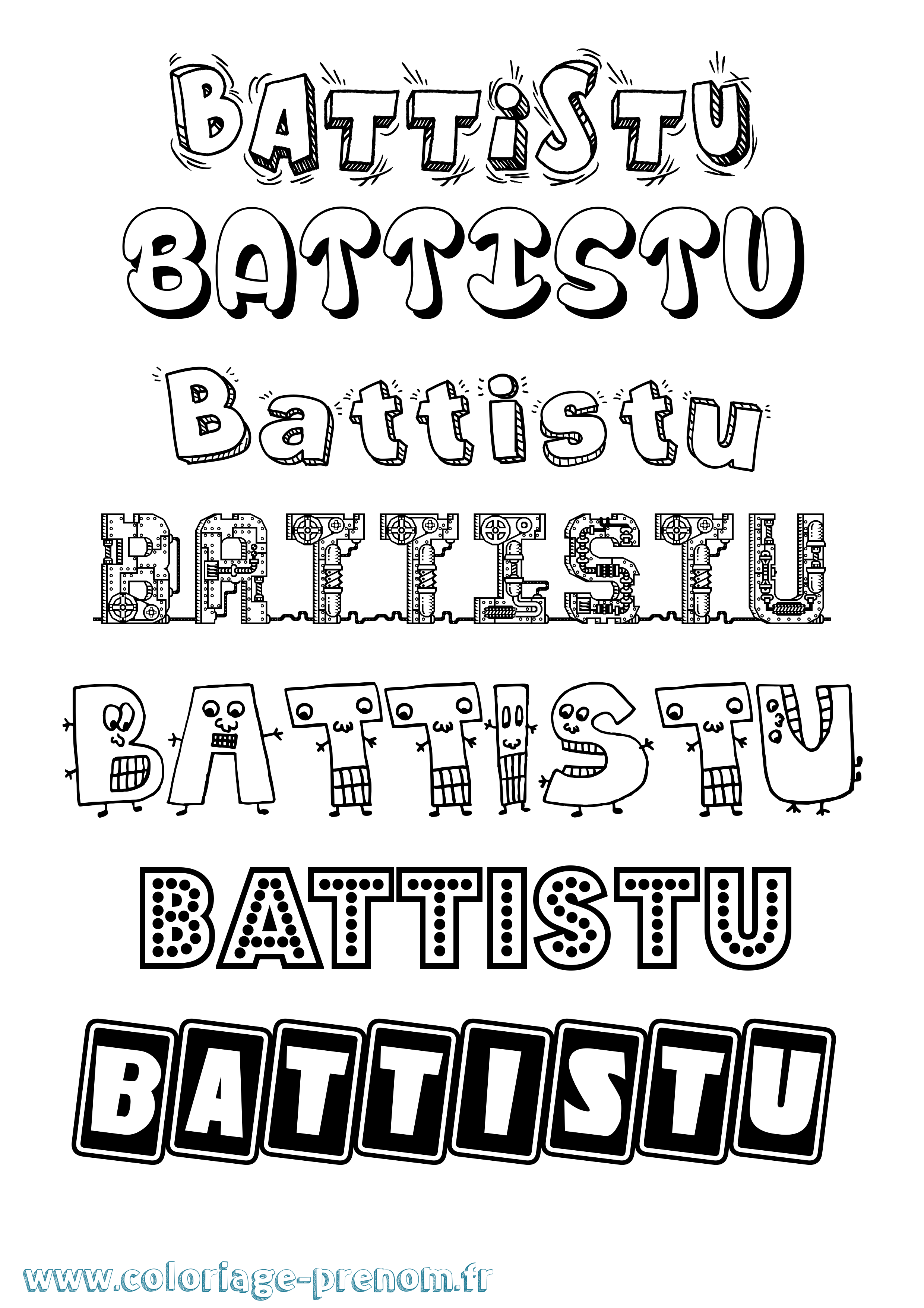 Coloriage Battistu Fun Coloriage prénom Battistu Fun